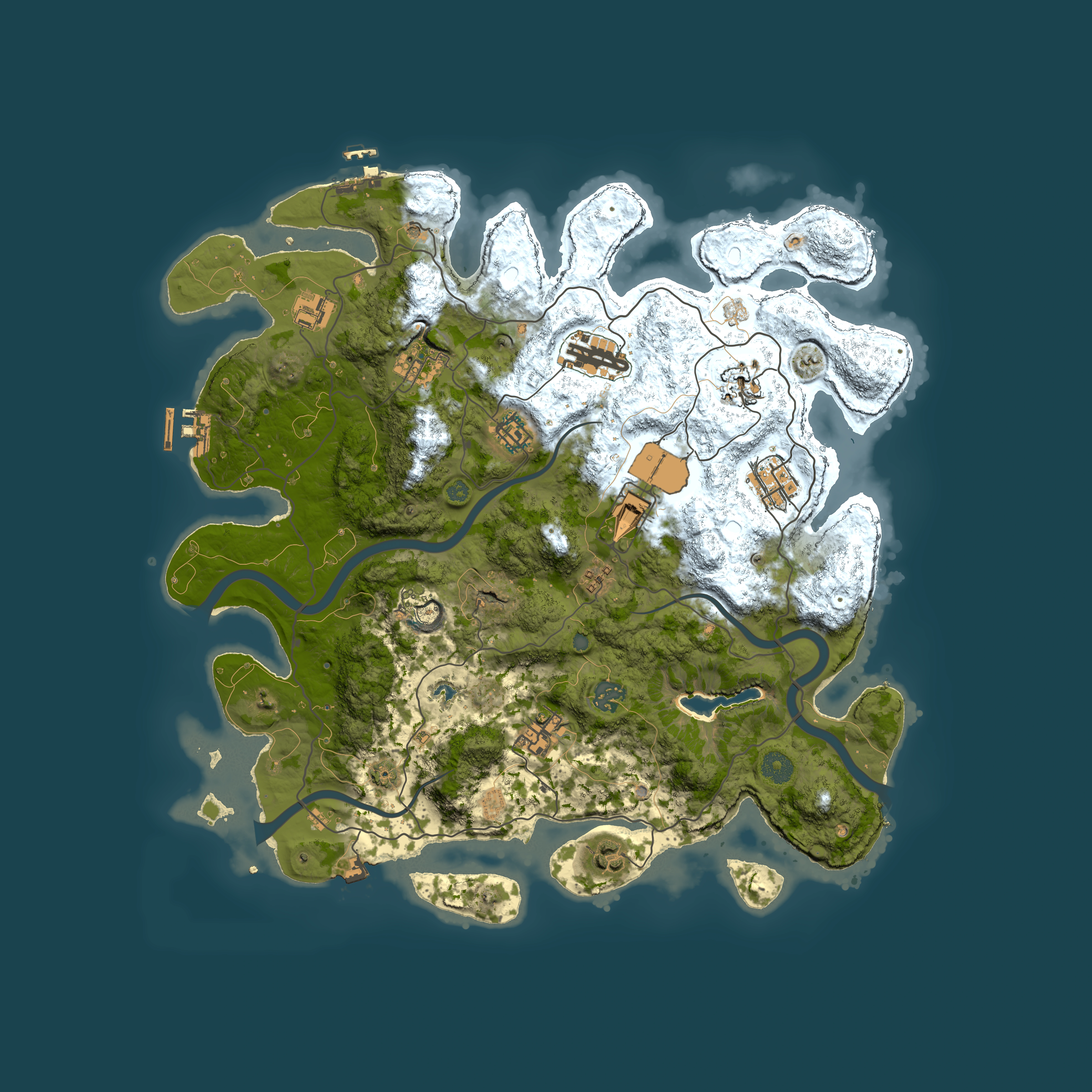 Full top-down render of Rust map seed 254231784, 4000x4000m
