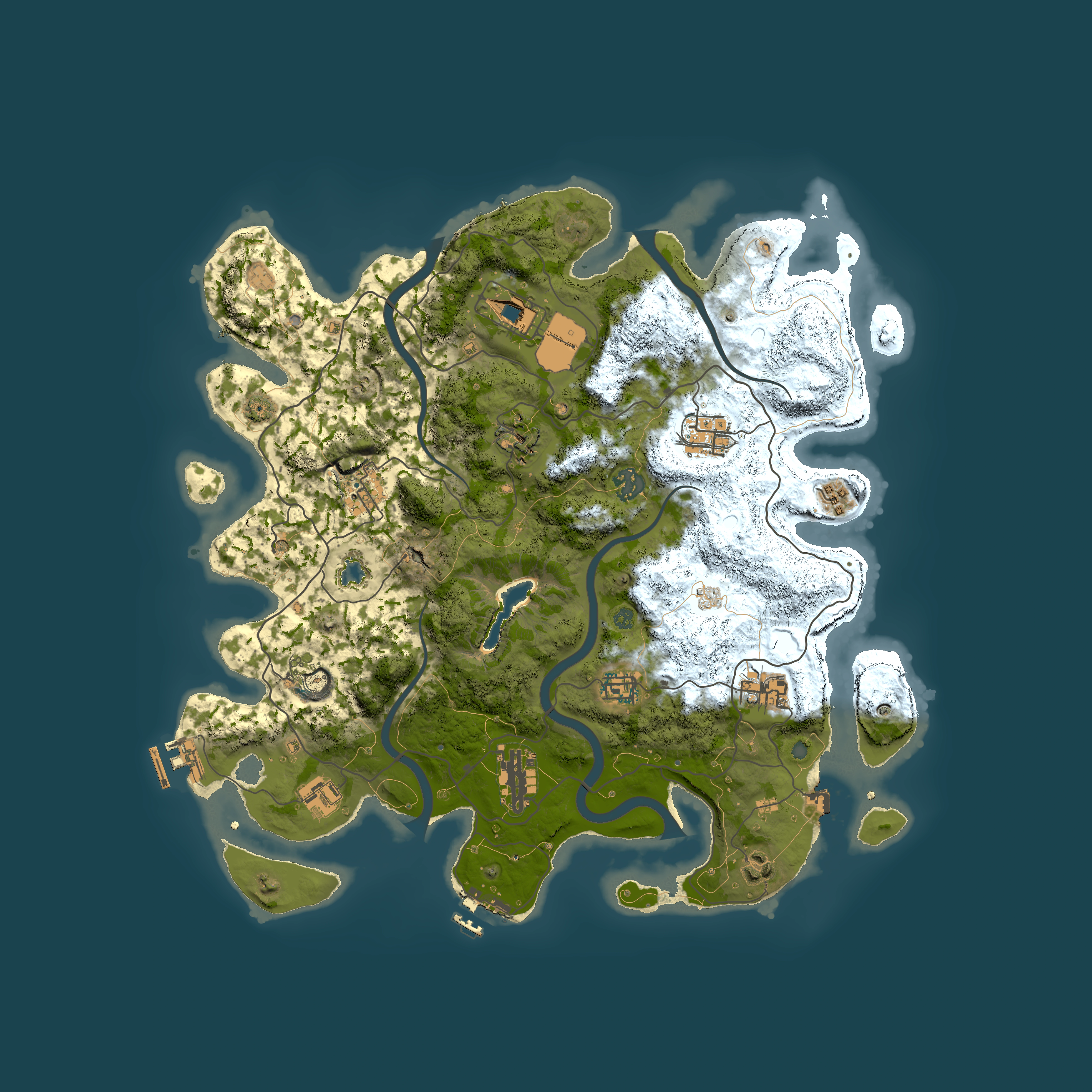 Full top-down render of Rust map seed 1075167033, 4000x4000m