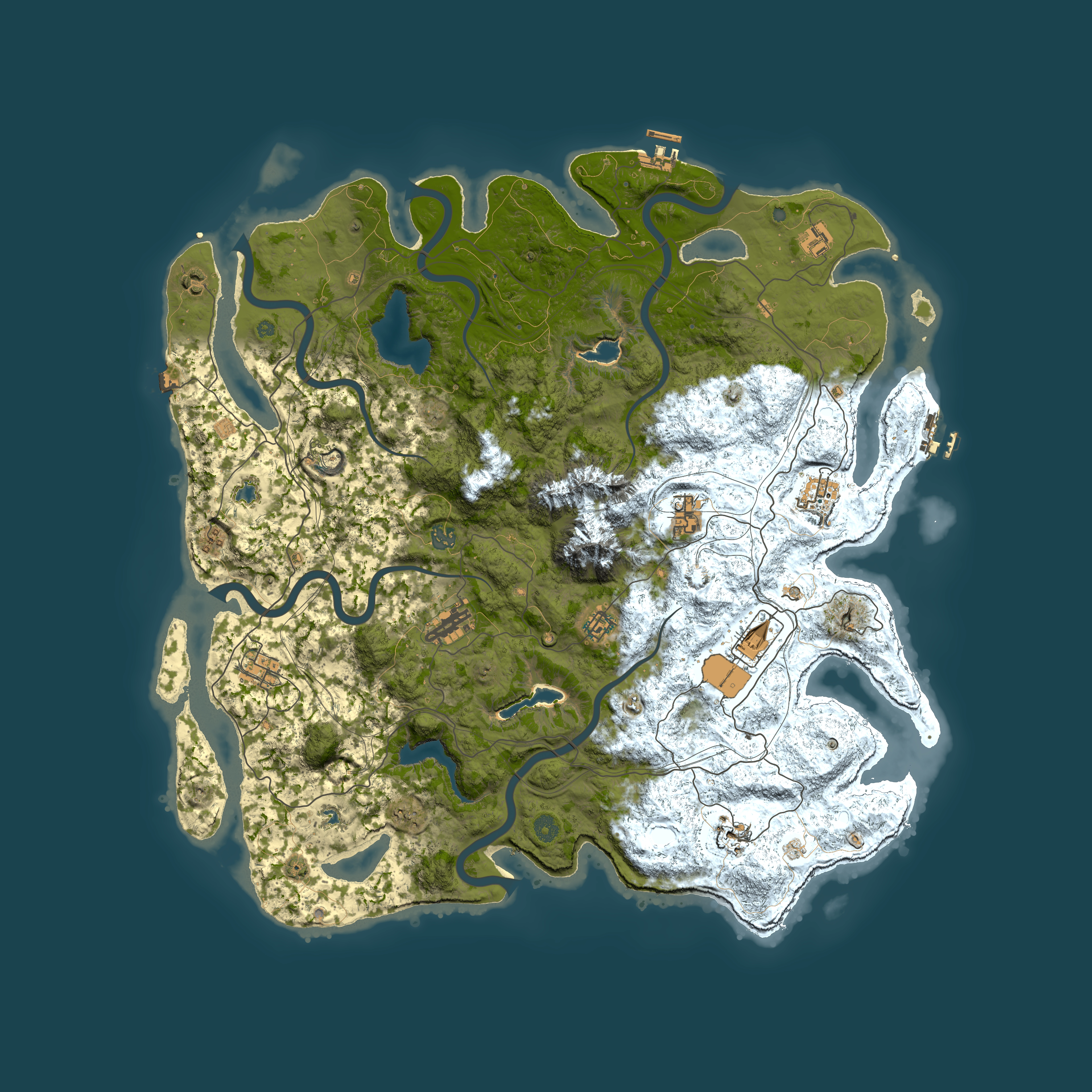 Full top-down render of Rust map seed 34153115, 5000x5000m