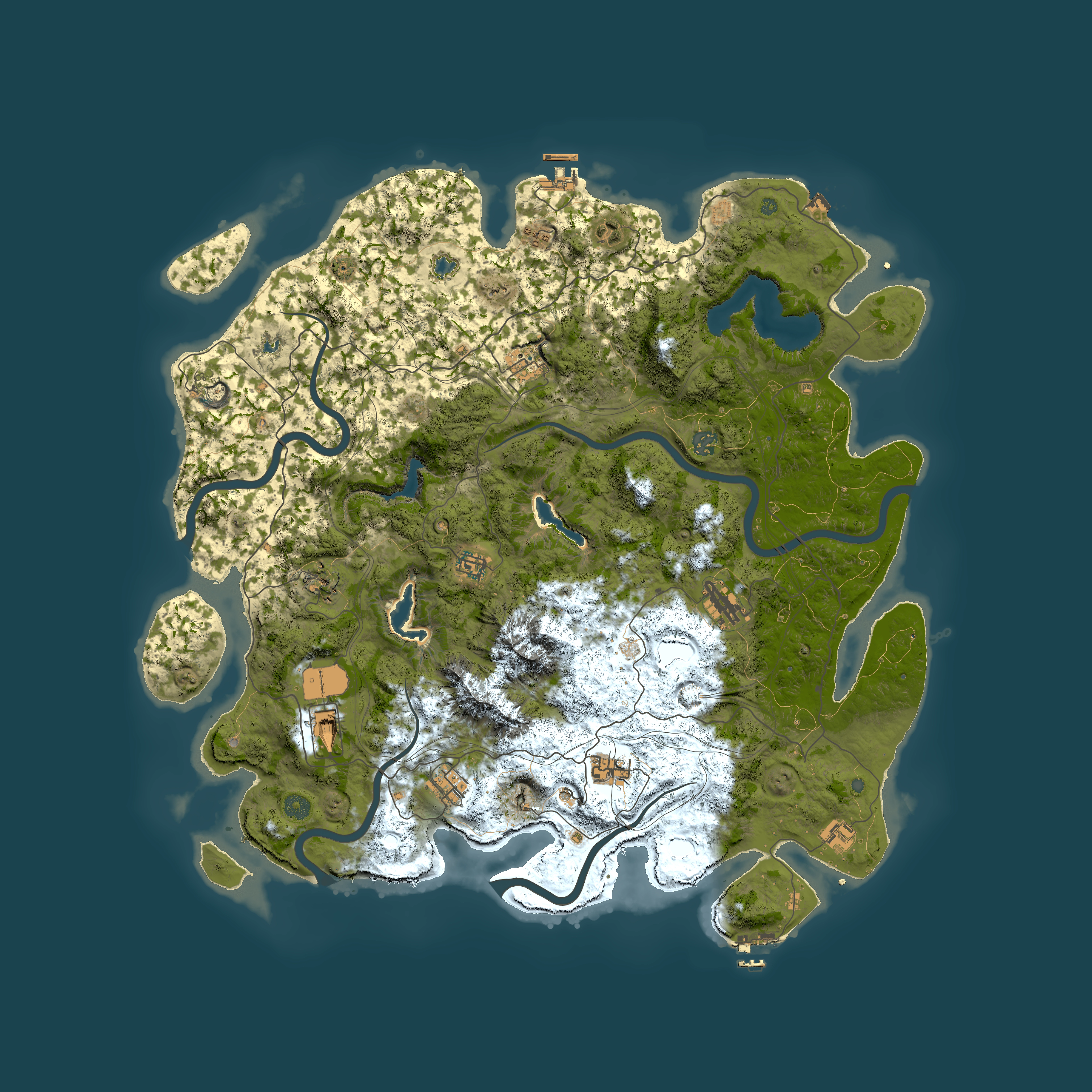 Full top-down render of Rust map seed 1338490449, 5000x5000m