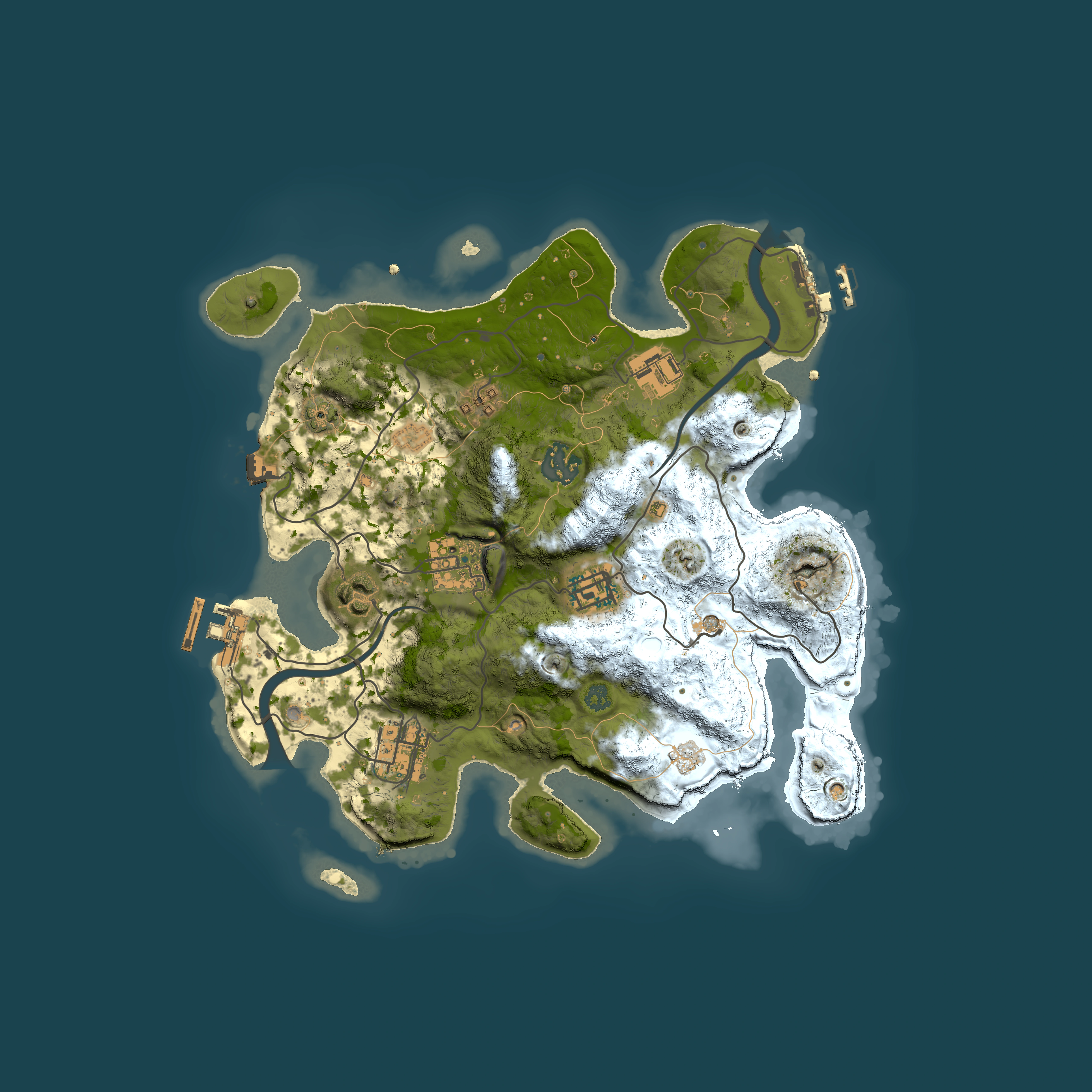 Full top-down render of Rust map seed 1733286462, 3000x3000m