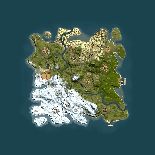 Rust map seed 286689497, 3500x3500m top-down preview