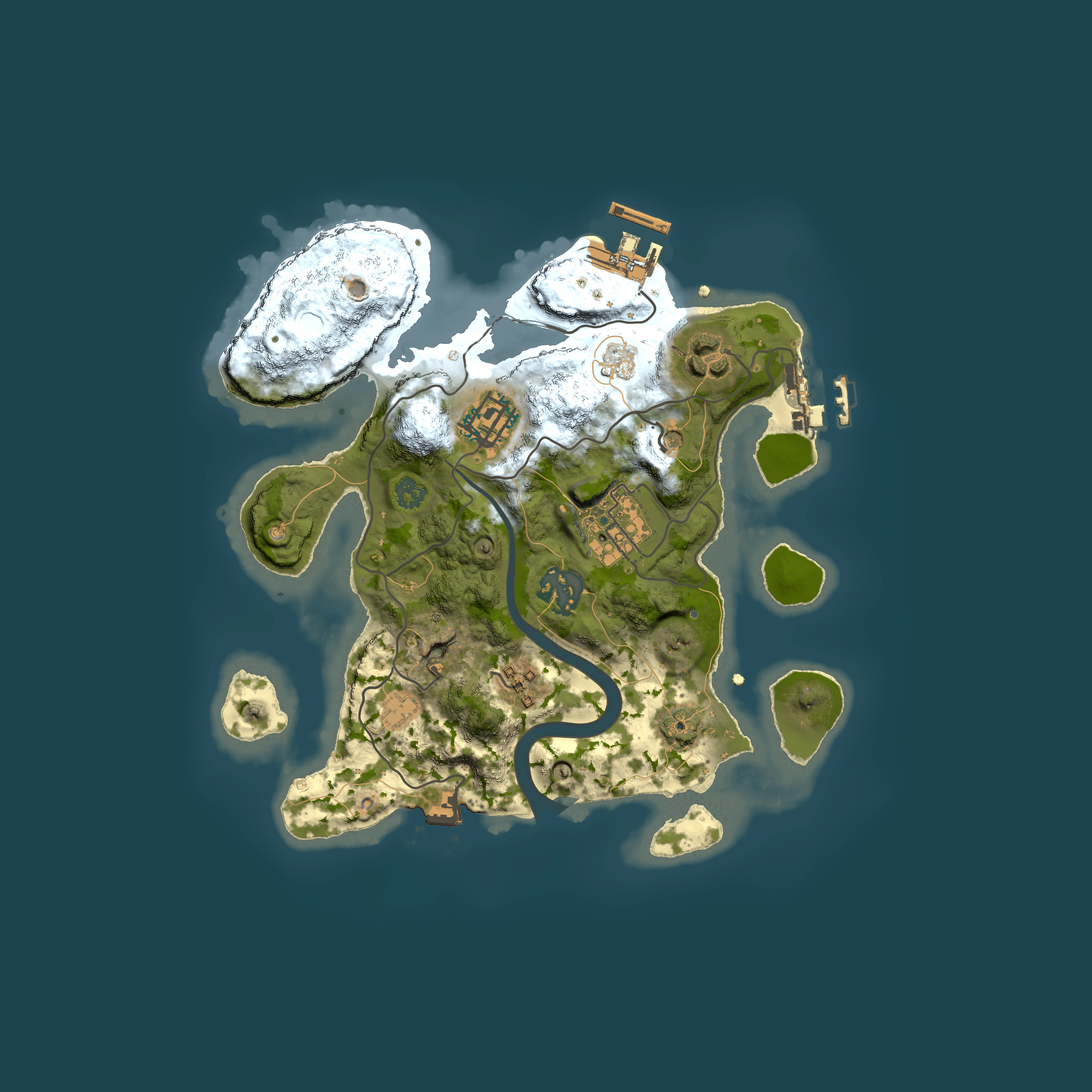 Full top-down render of Rust map seed 1858335558, 2500x2500m