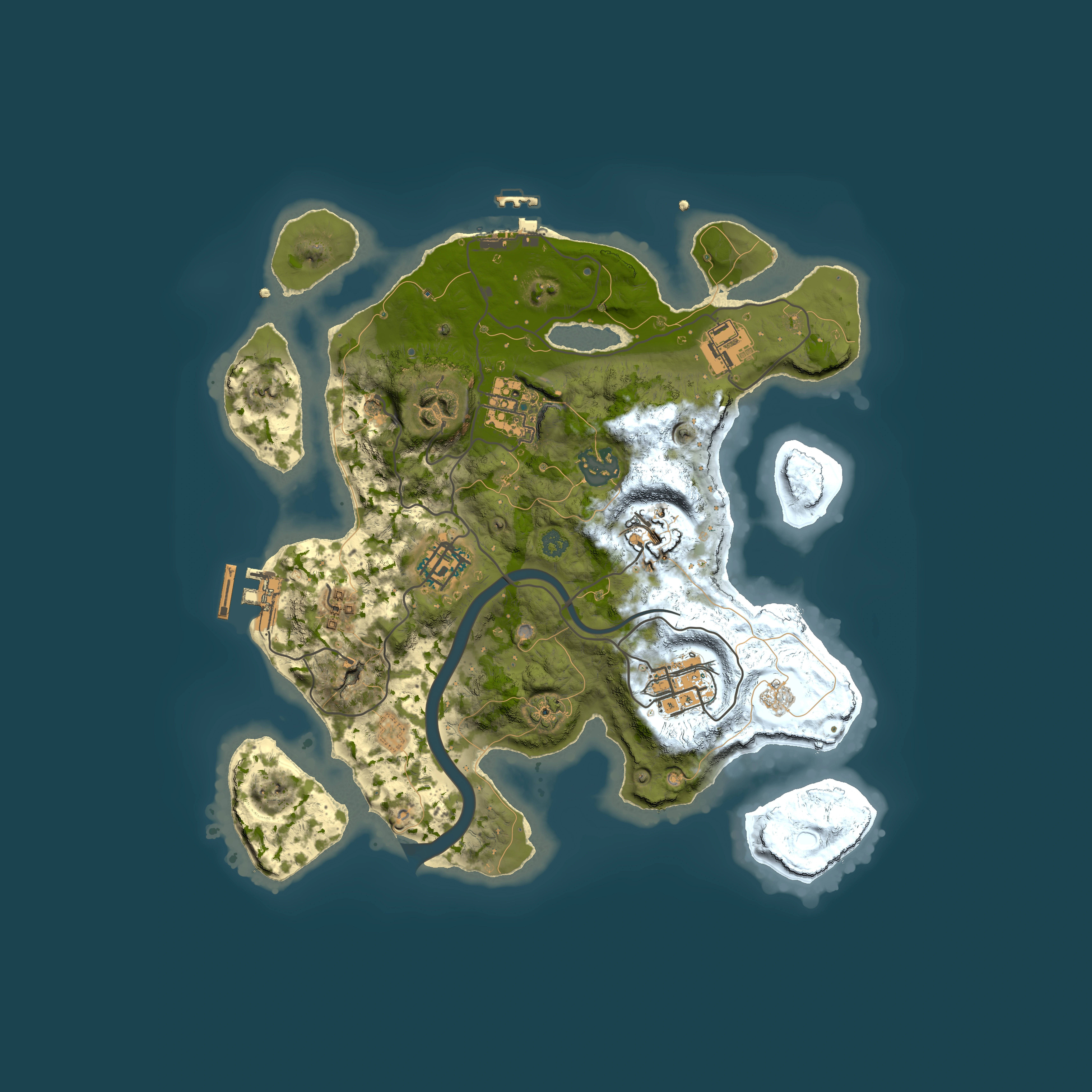 Full top-down render of Rust map seed 1176260723, 3000x3000m