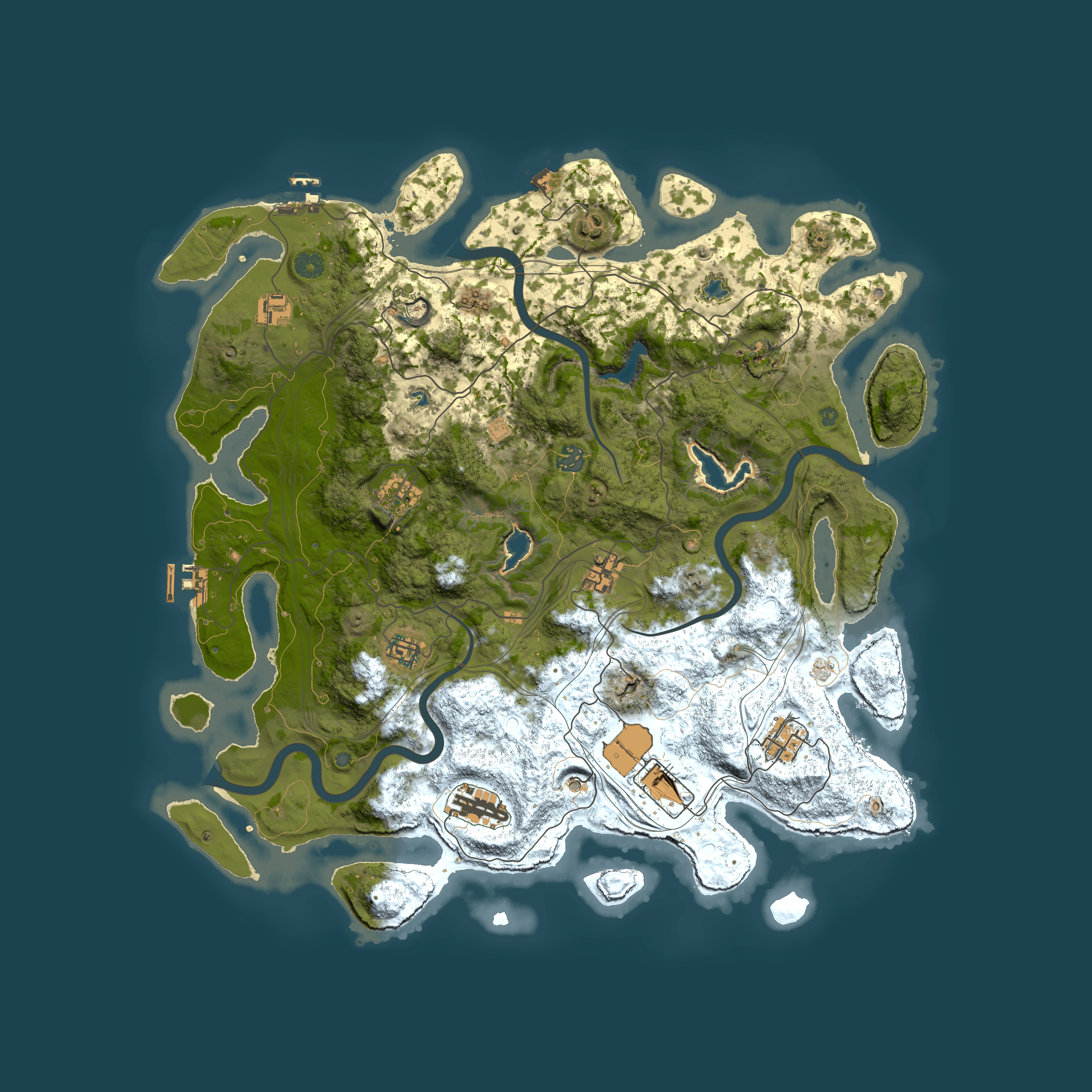 Full top-down render of Rust map seed 1407806590, 4500x4500m