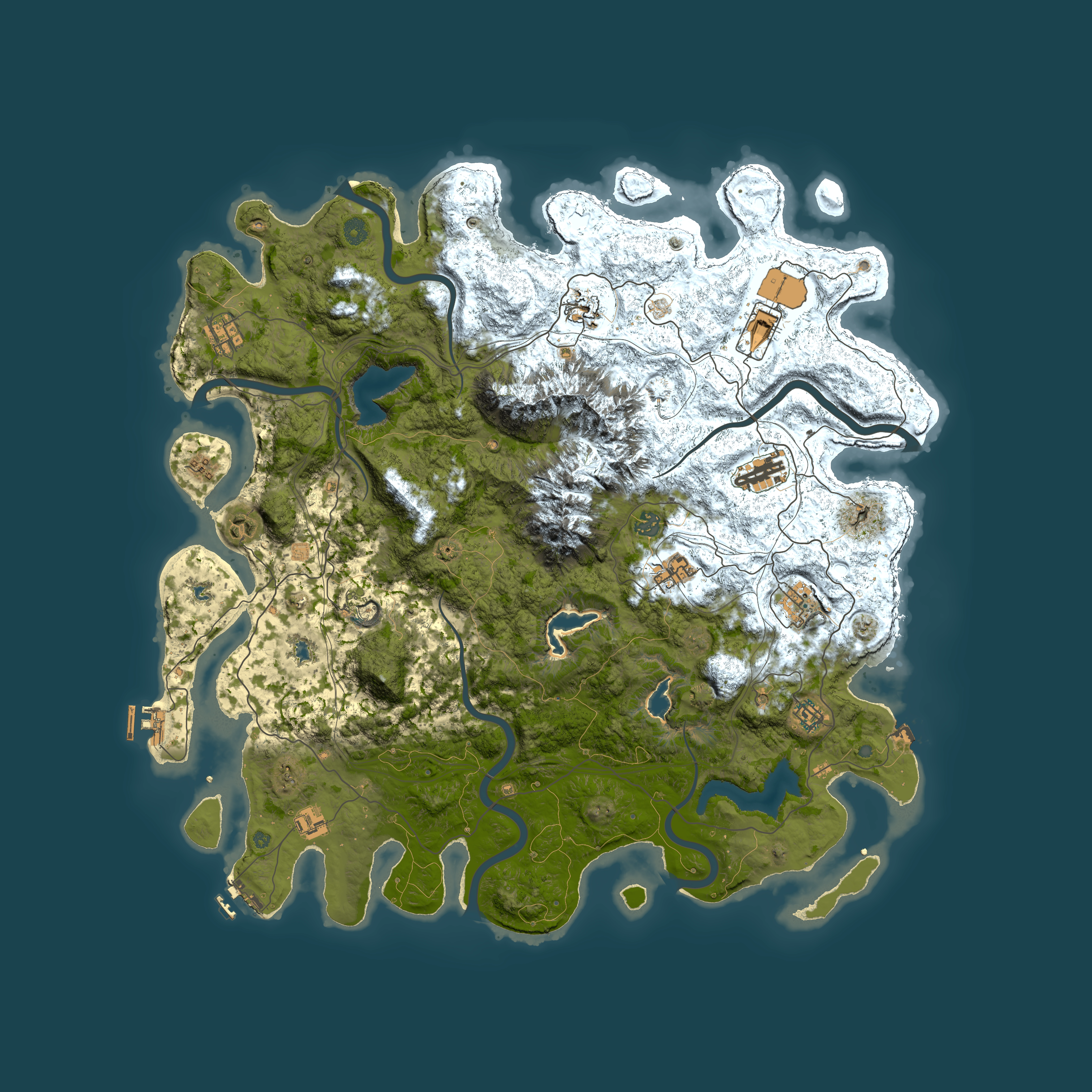 Full top-down render of Rust map seed 1299214015, 5000x5000m