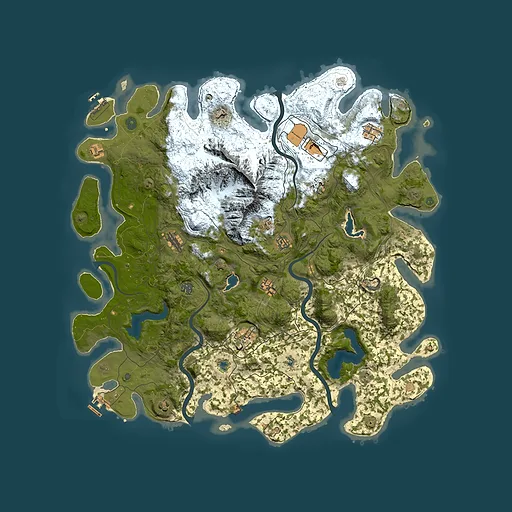 Rust map seed 140387411, 5000x5000m top-down preview