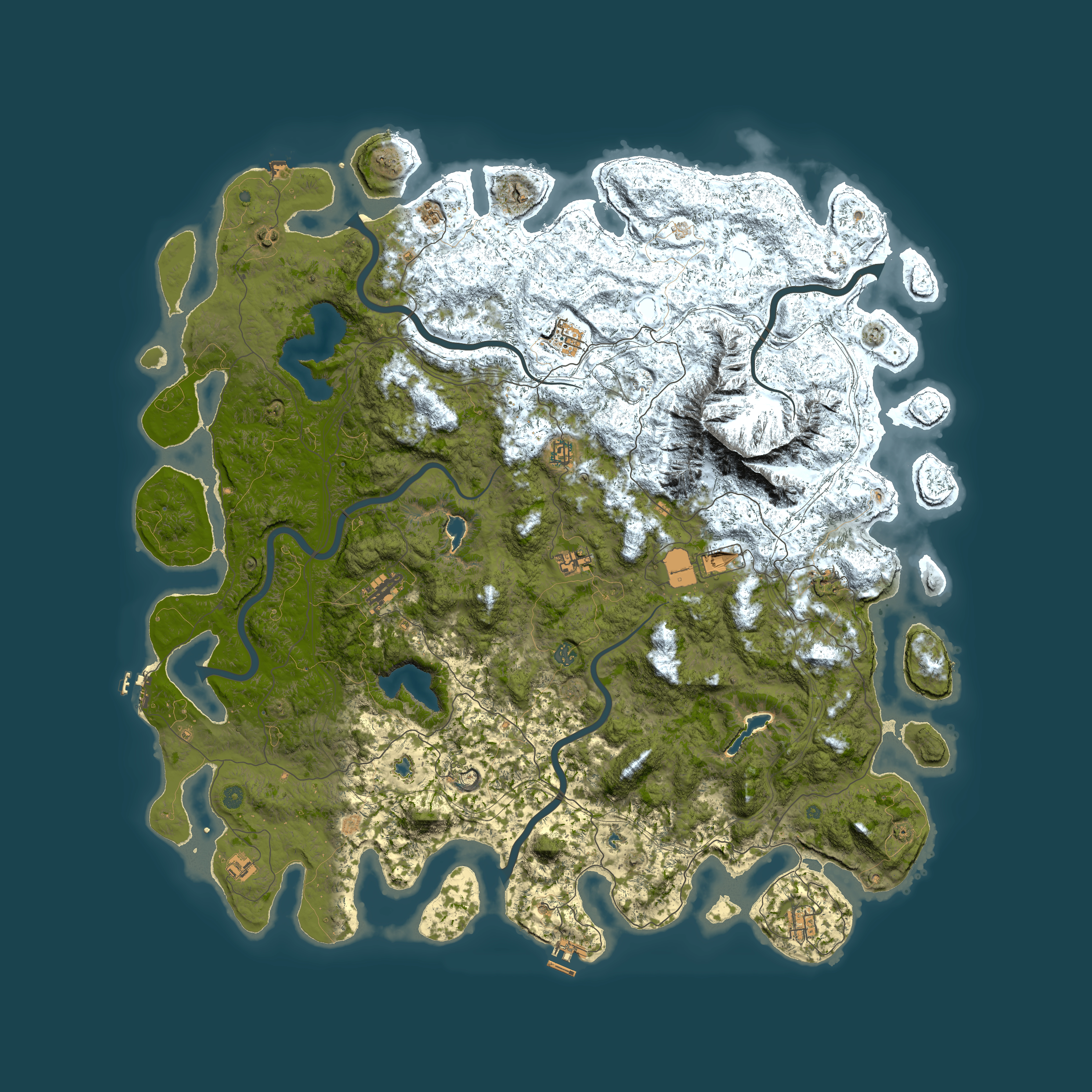 Full top-down render of Rust map seed 251806681, 6000x6000m