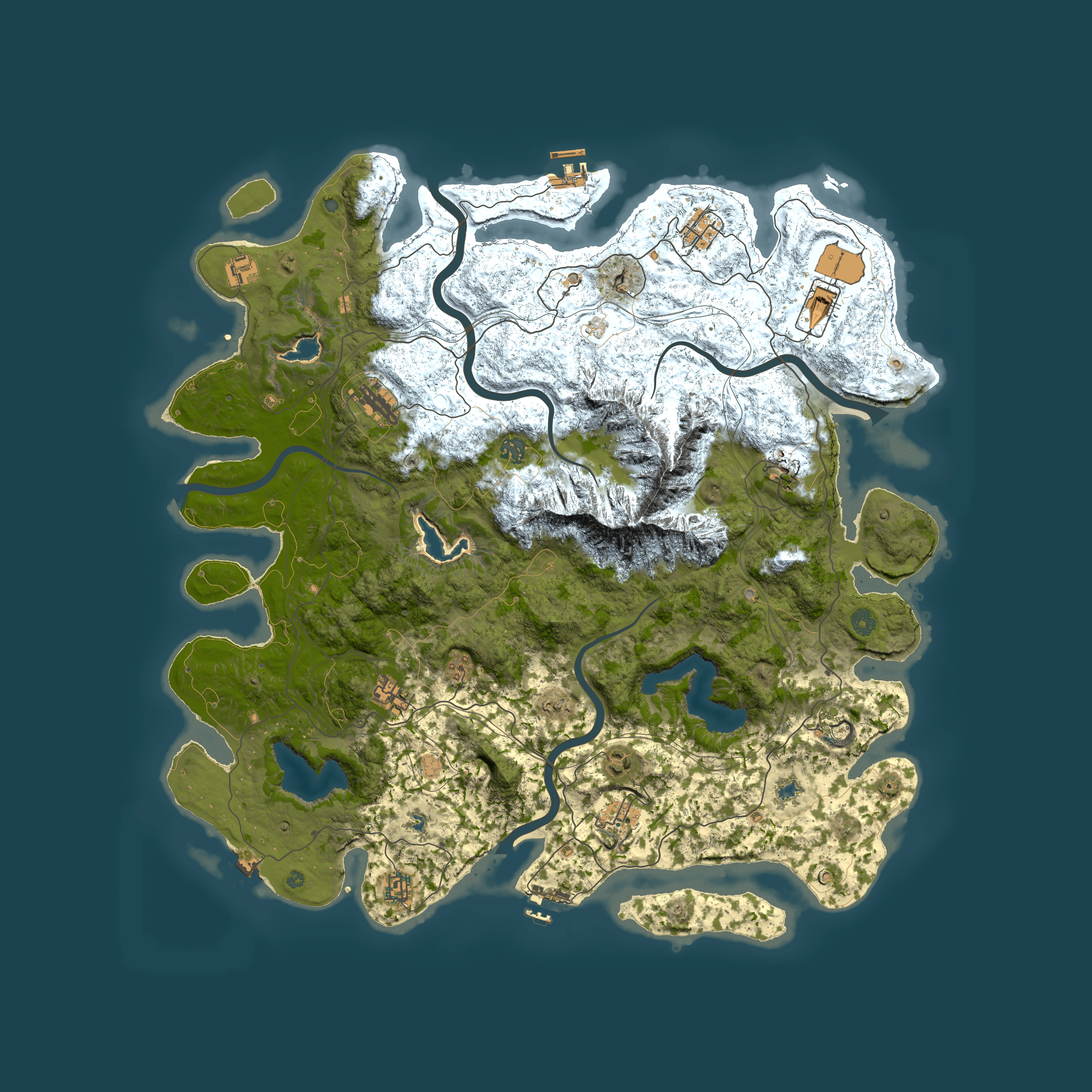 Full top-down render of Rust map seed 1609758271, 5000x5000m