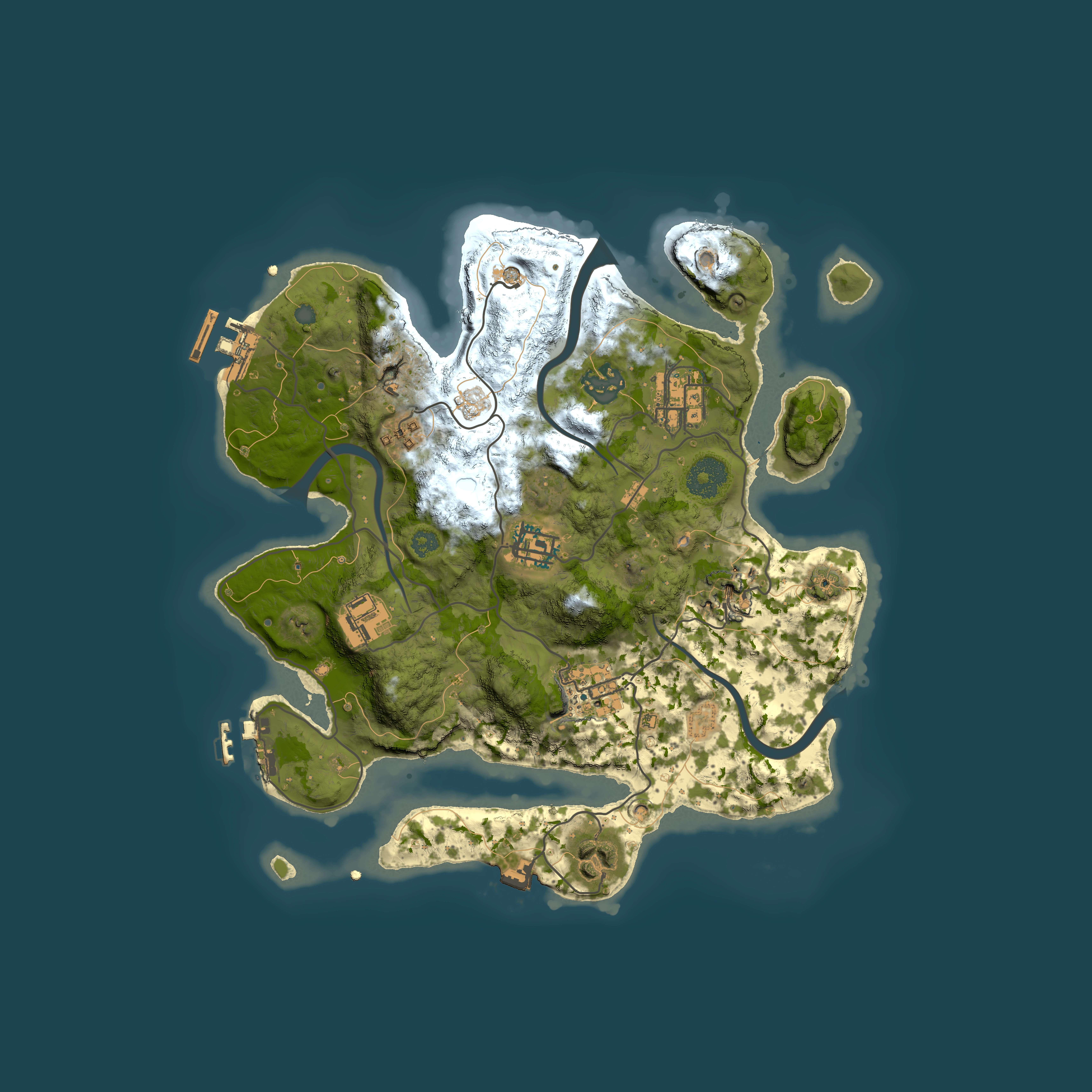 Full top-down render of Rust map seed 1389384099, 3000x3000m