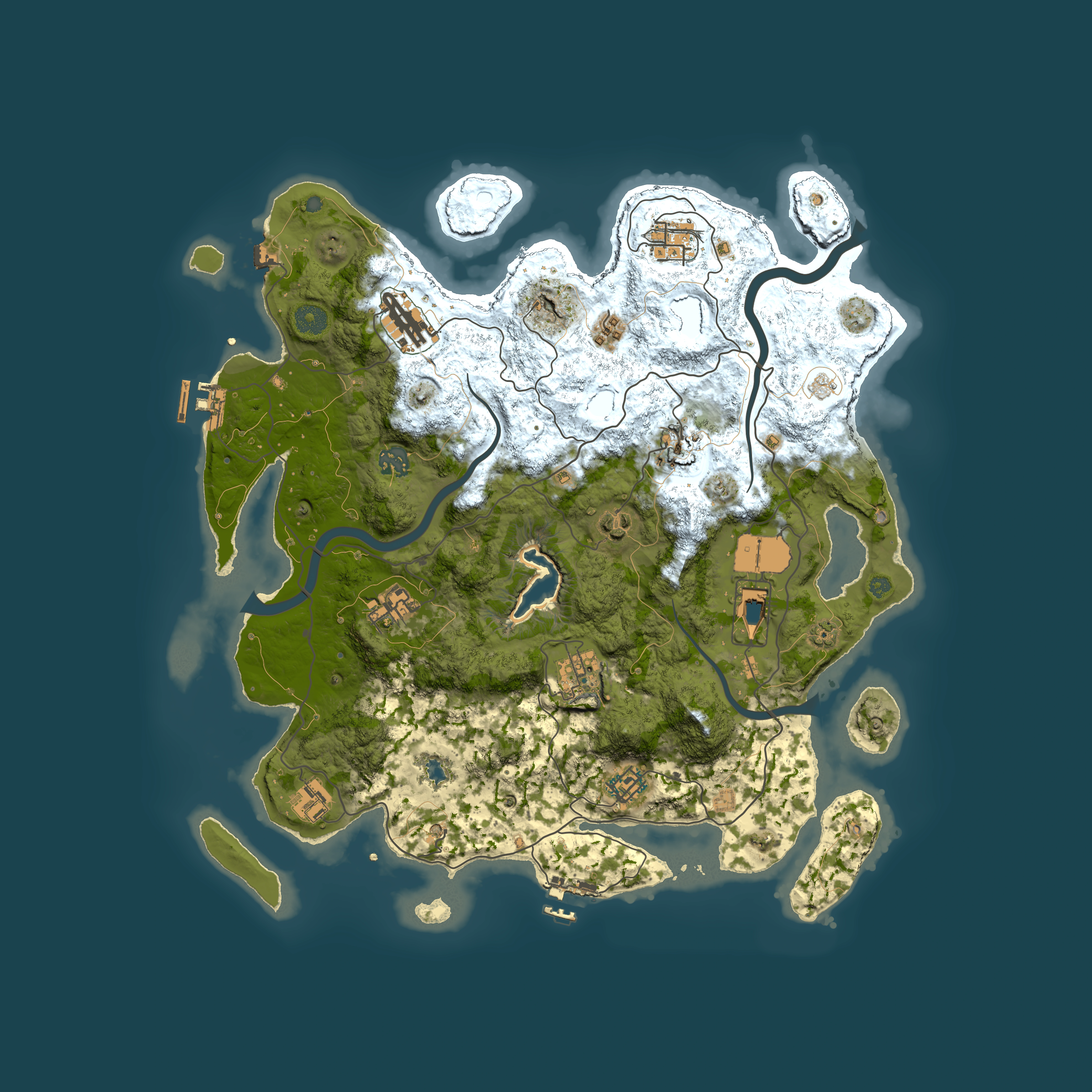 Full top-down render of Rust map seed 1389468474, 4000x4000m