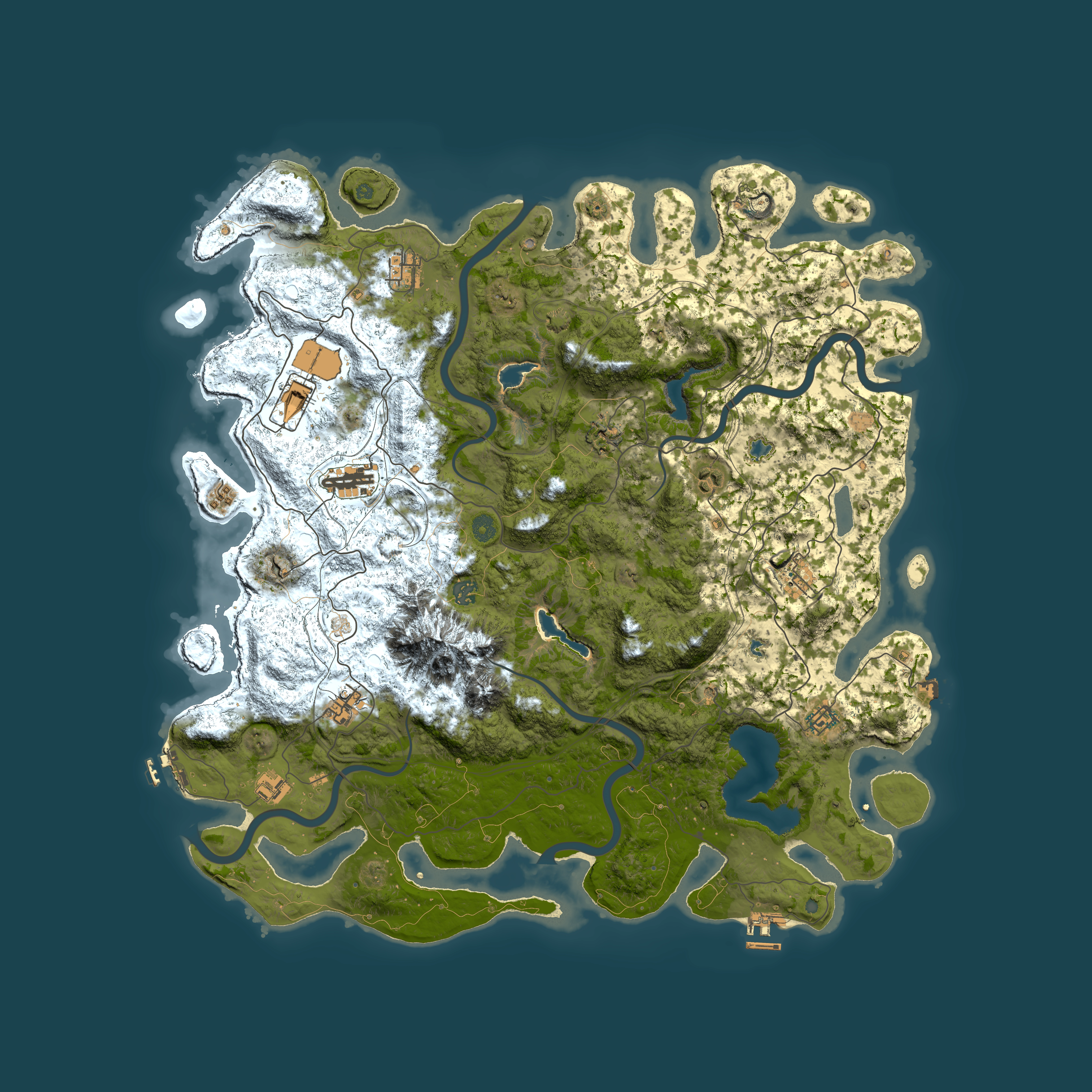 Full top-down render of Rust map seed 957329456, 5000x5000m