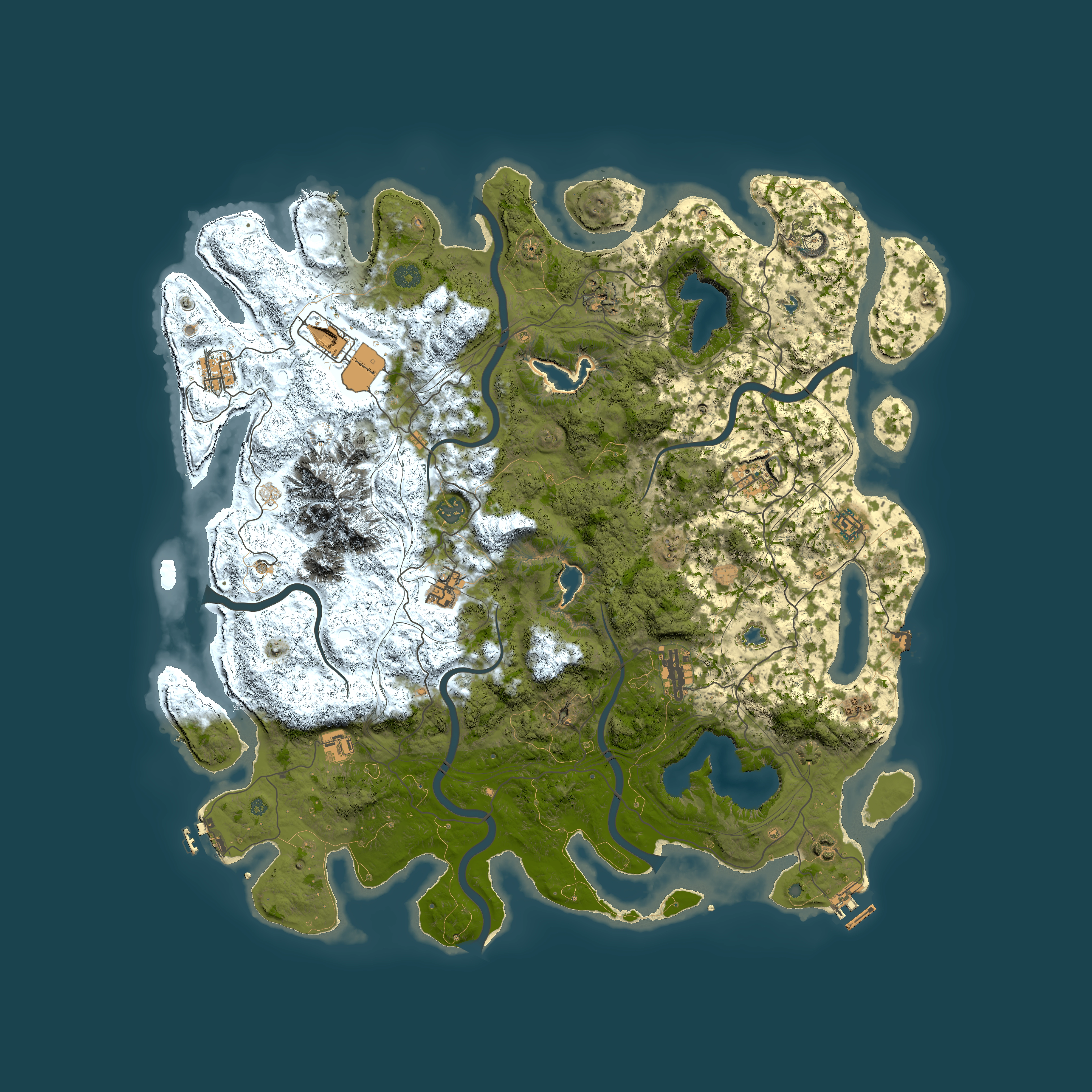 Full top-down render of Rust map seed 133612845, 5000x5000m