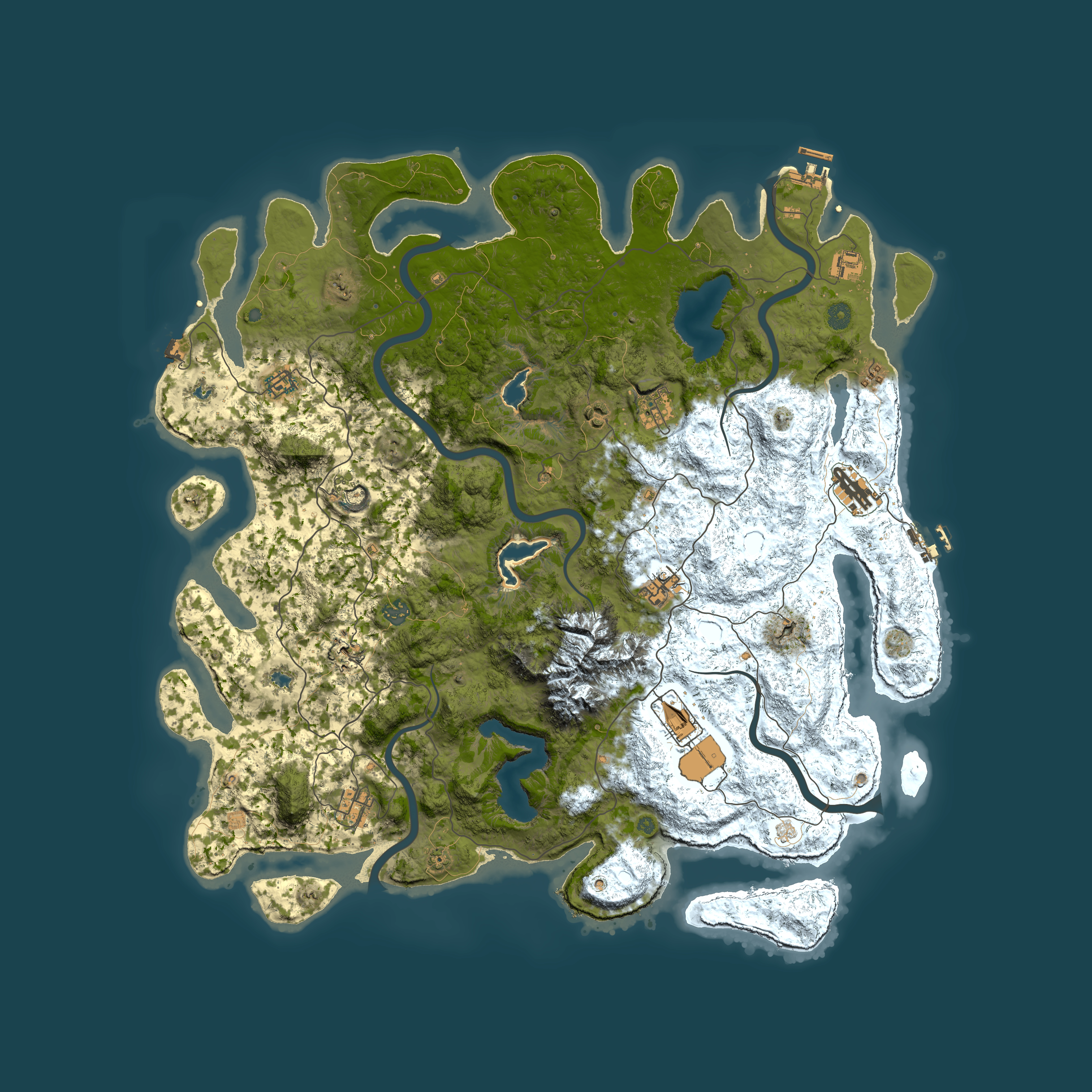 Full top-down render of Rust map seed 1603146249, 5000x5000m