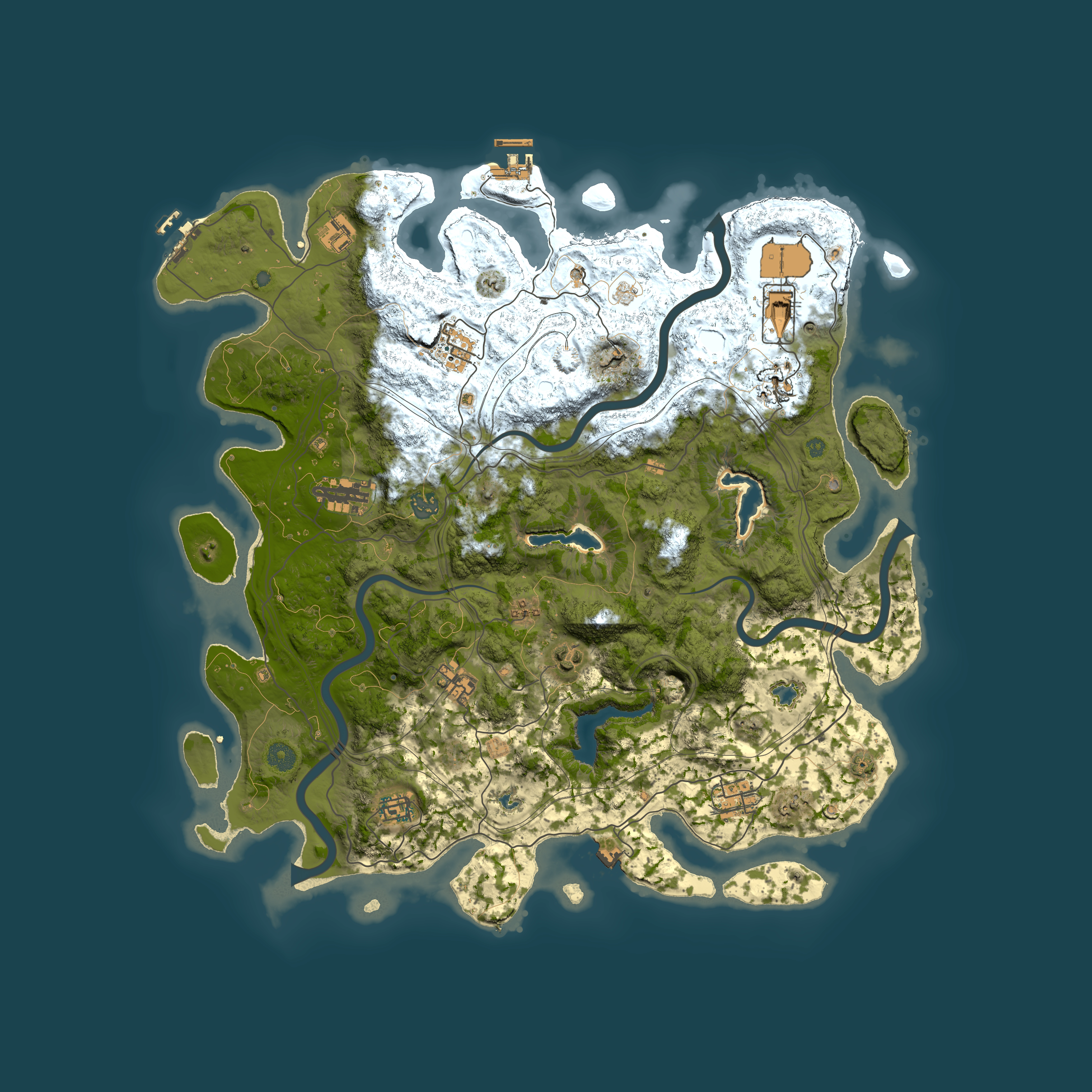 Full top-down render of Rust map seed 964669390, 4500x4500m