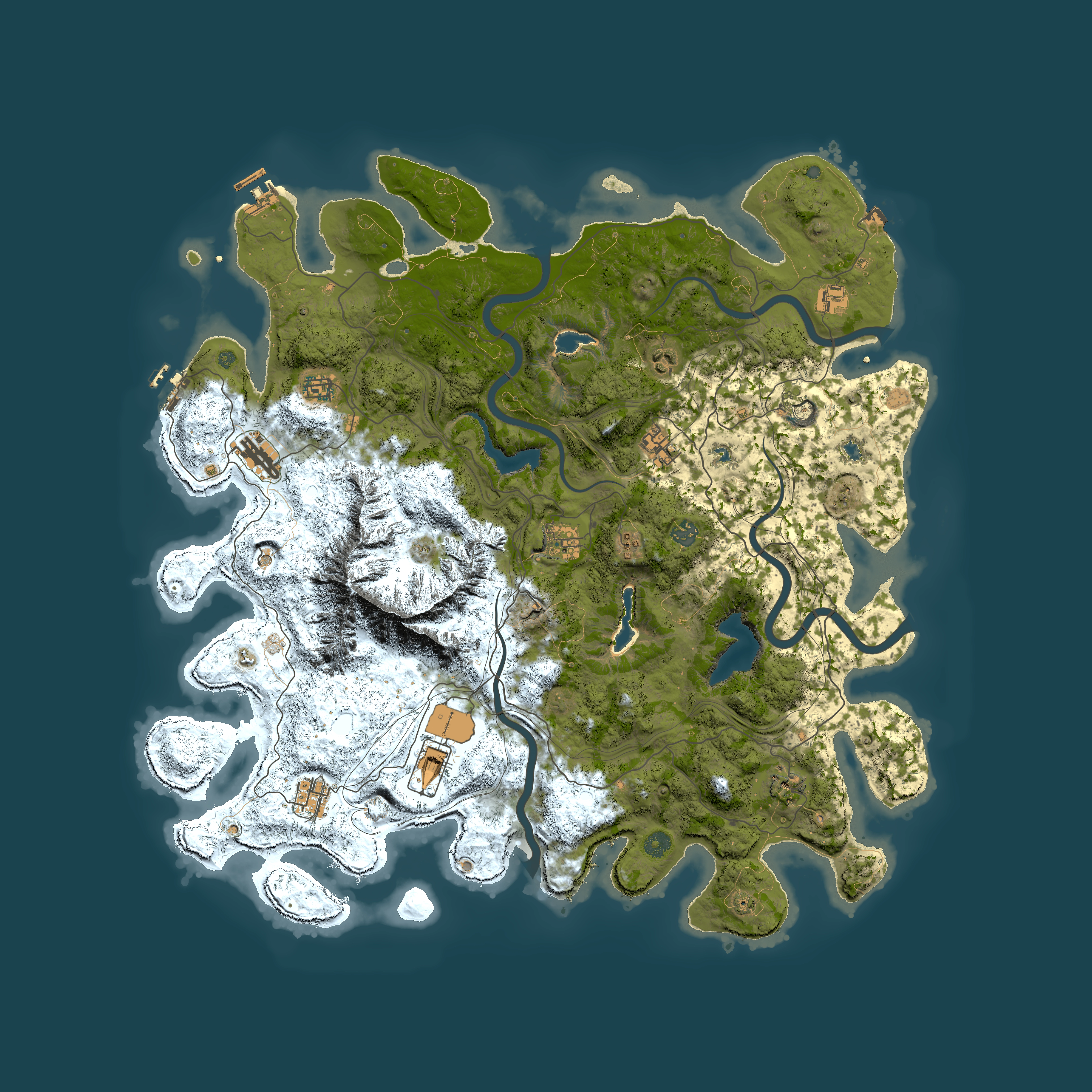 Full top-down render of Rust map seed 1024105825, 5000x5000m
