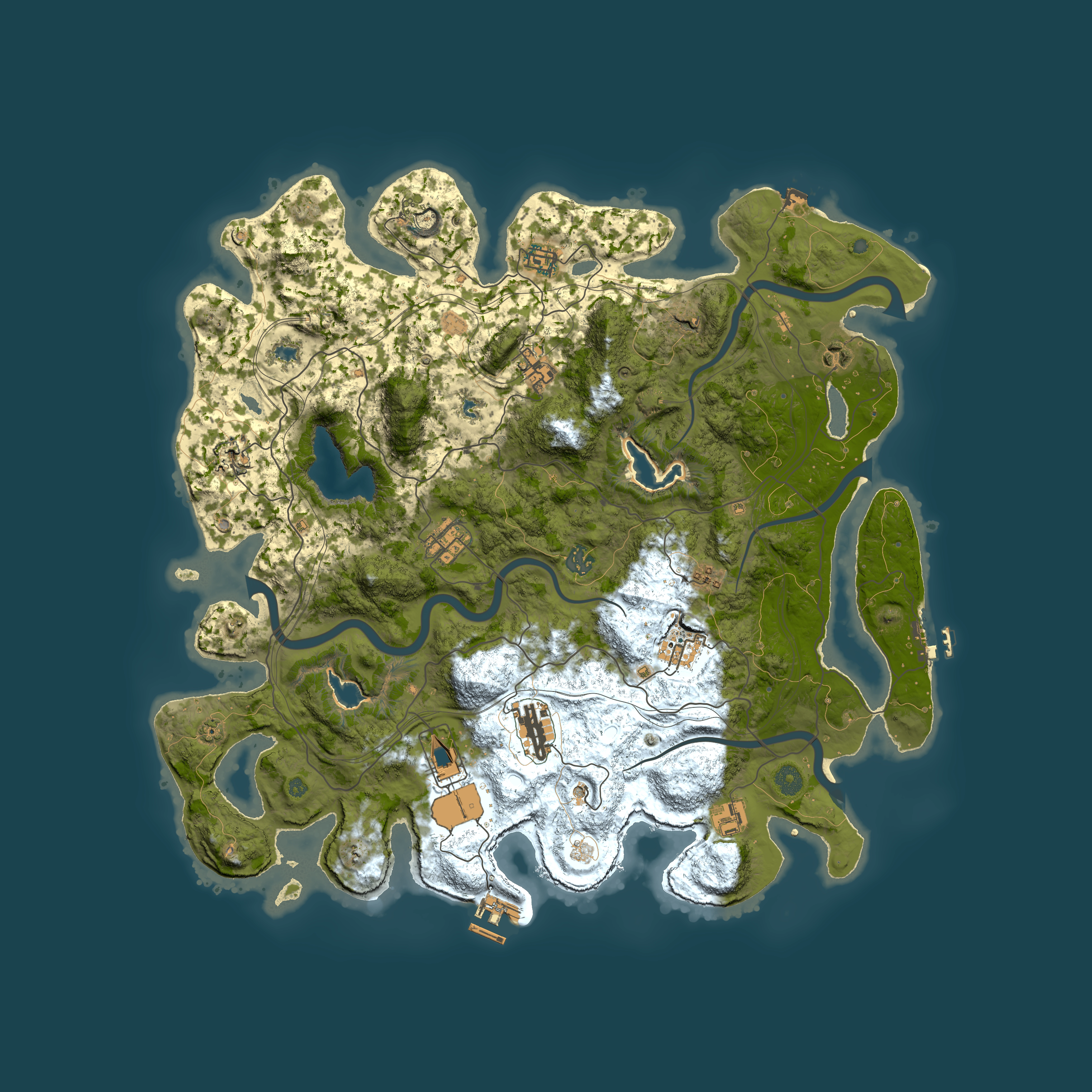 Full top-down render of Rust map seed 767239413, 4500x4500m
