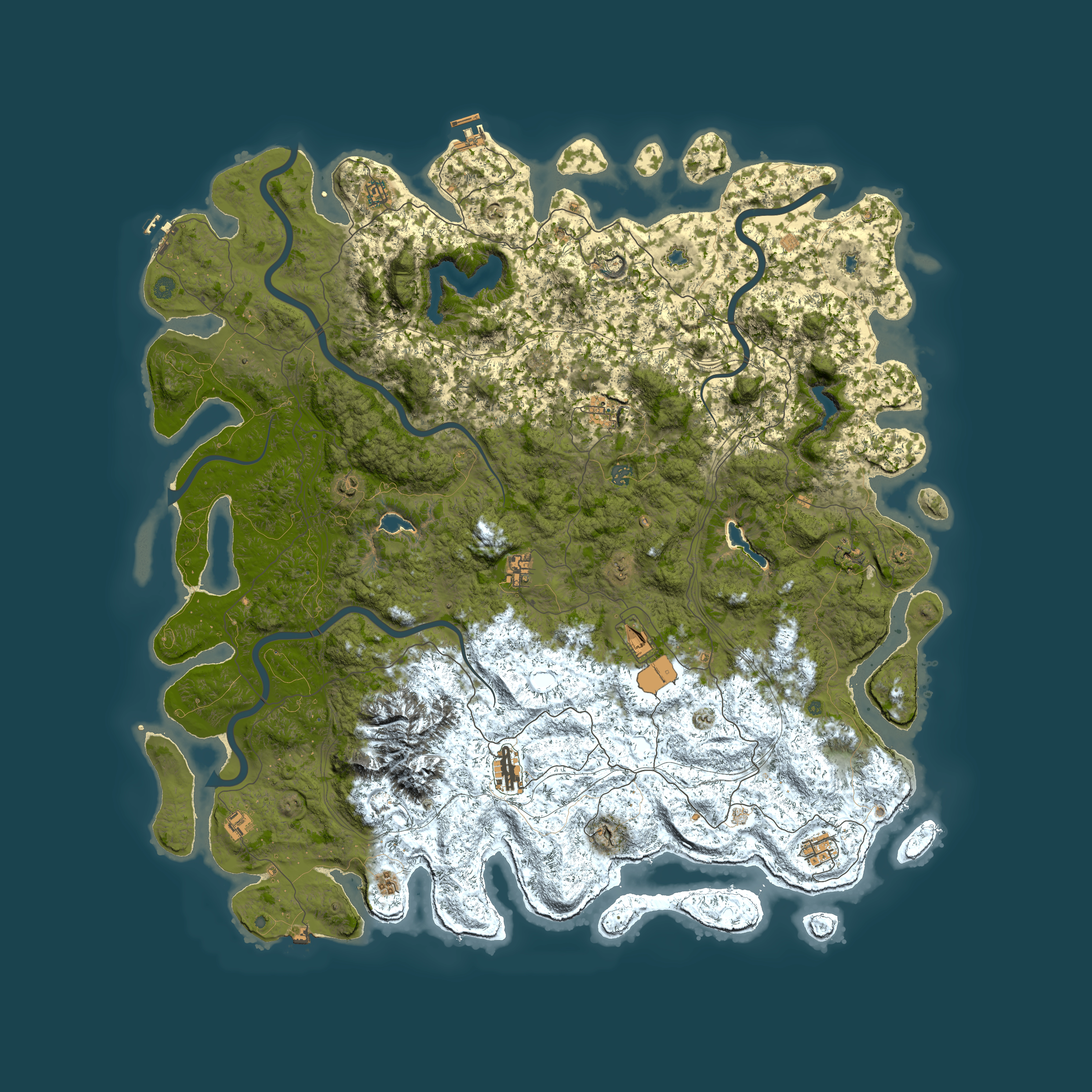 Full top-down render of Rust map seed 285481340, 6000x6000m