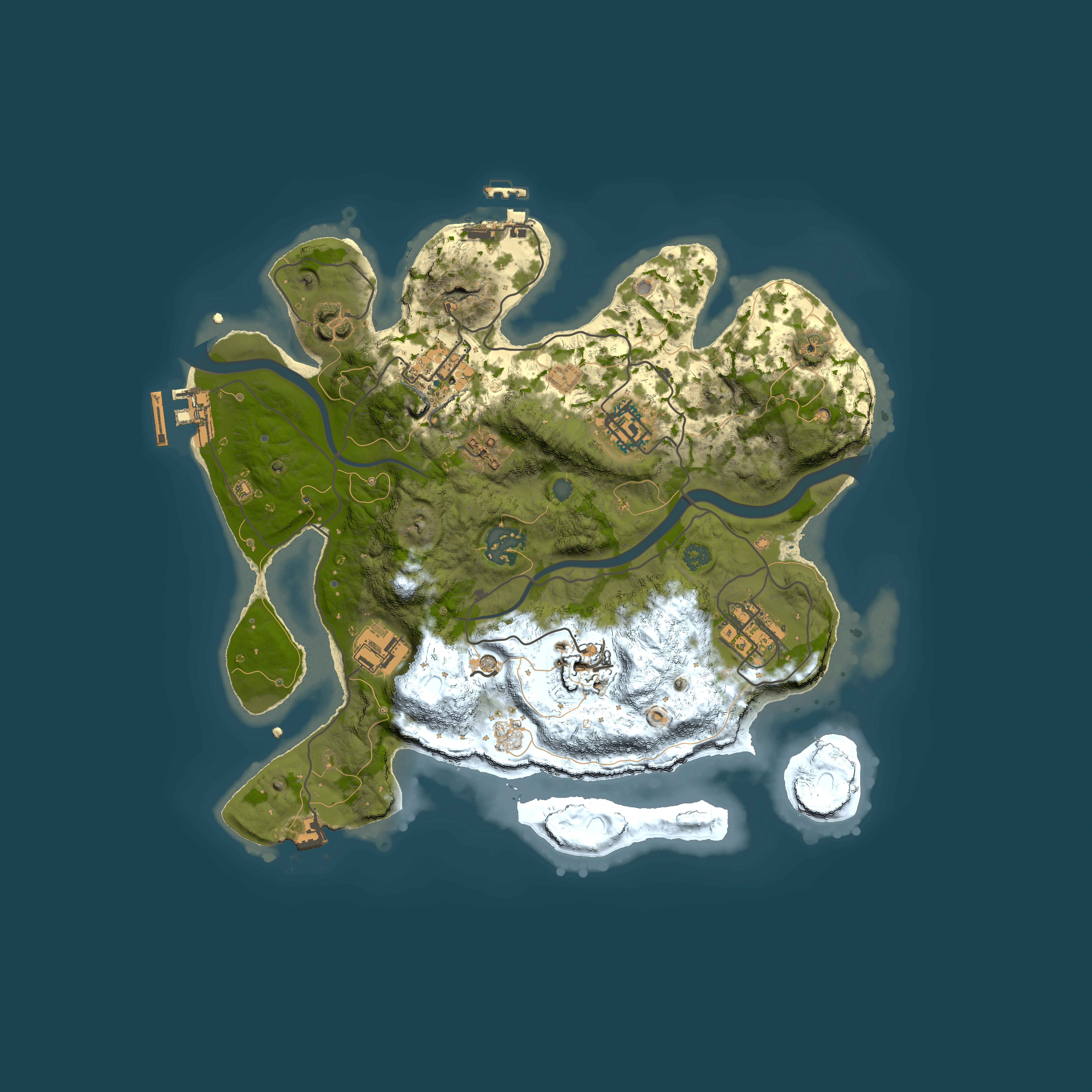 Full top-down render of Rust map seed 1975591821, 3000x3000m