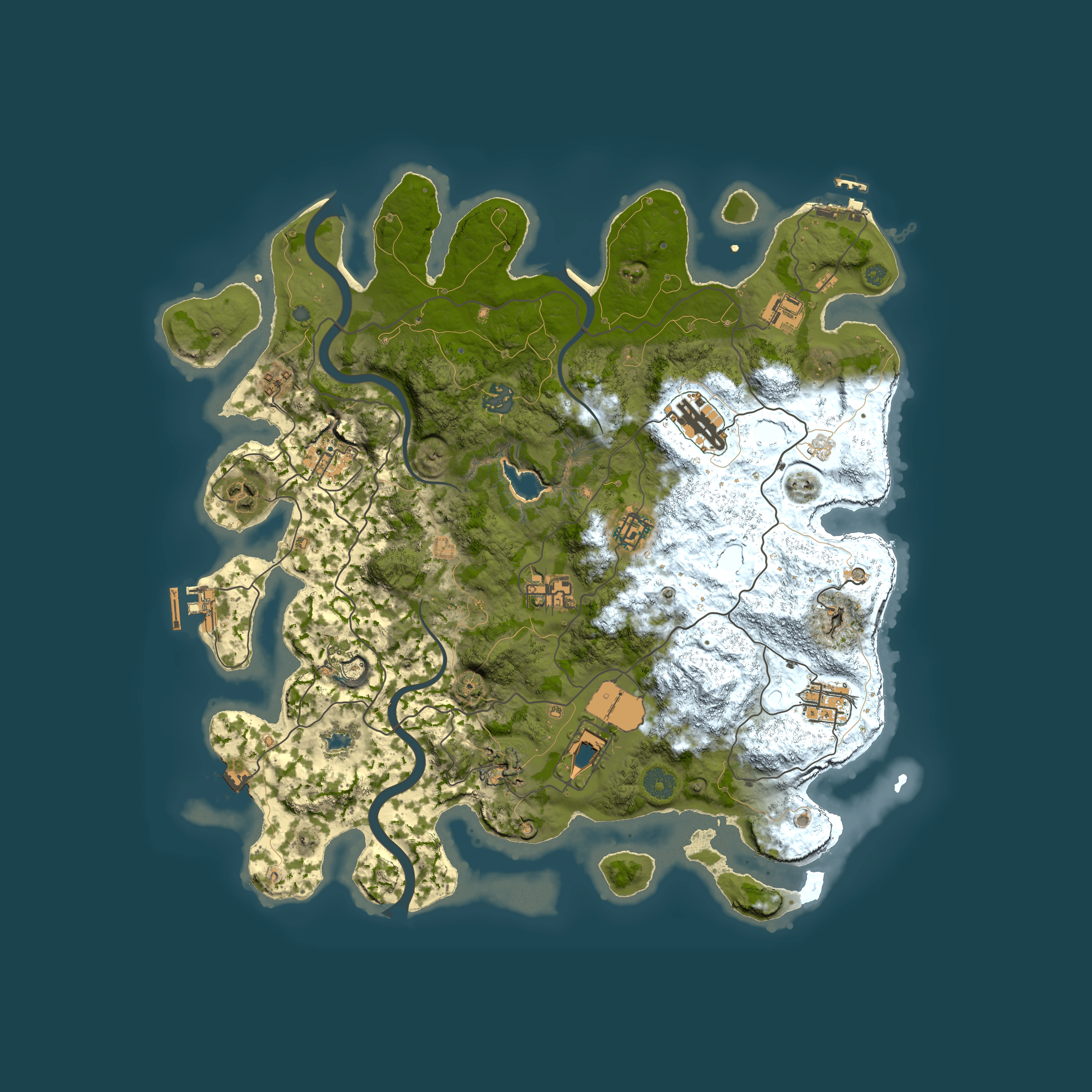 Full top-down render of Rust map seed 1521413163, 4000x4000m