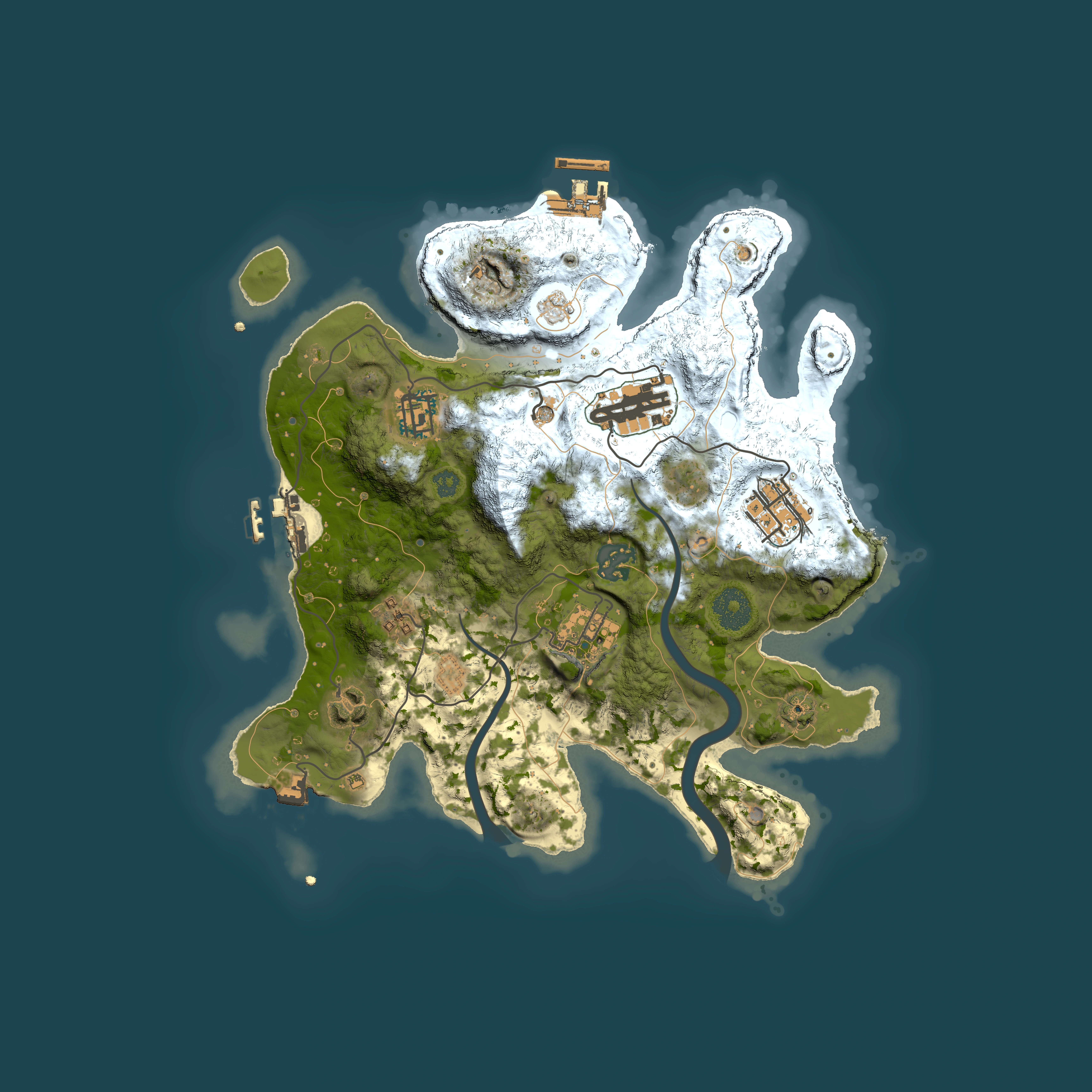 Full top-down render of Rust map seed 1635132145, 3000x3000m