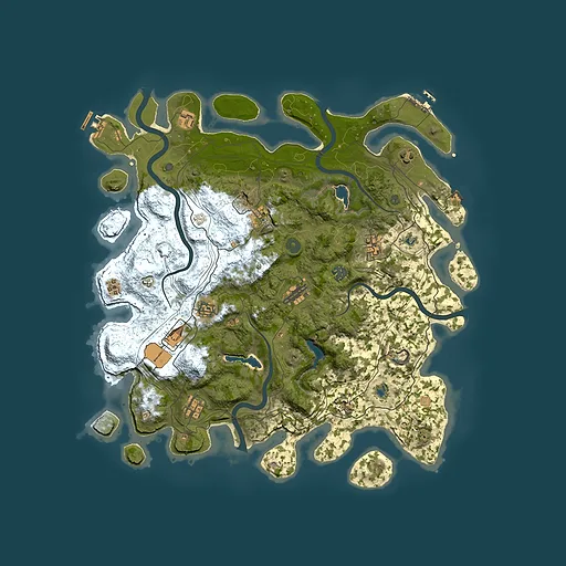Rust map seed 1045683821, 4500x4500m top-down preview