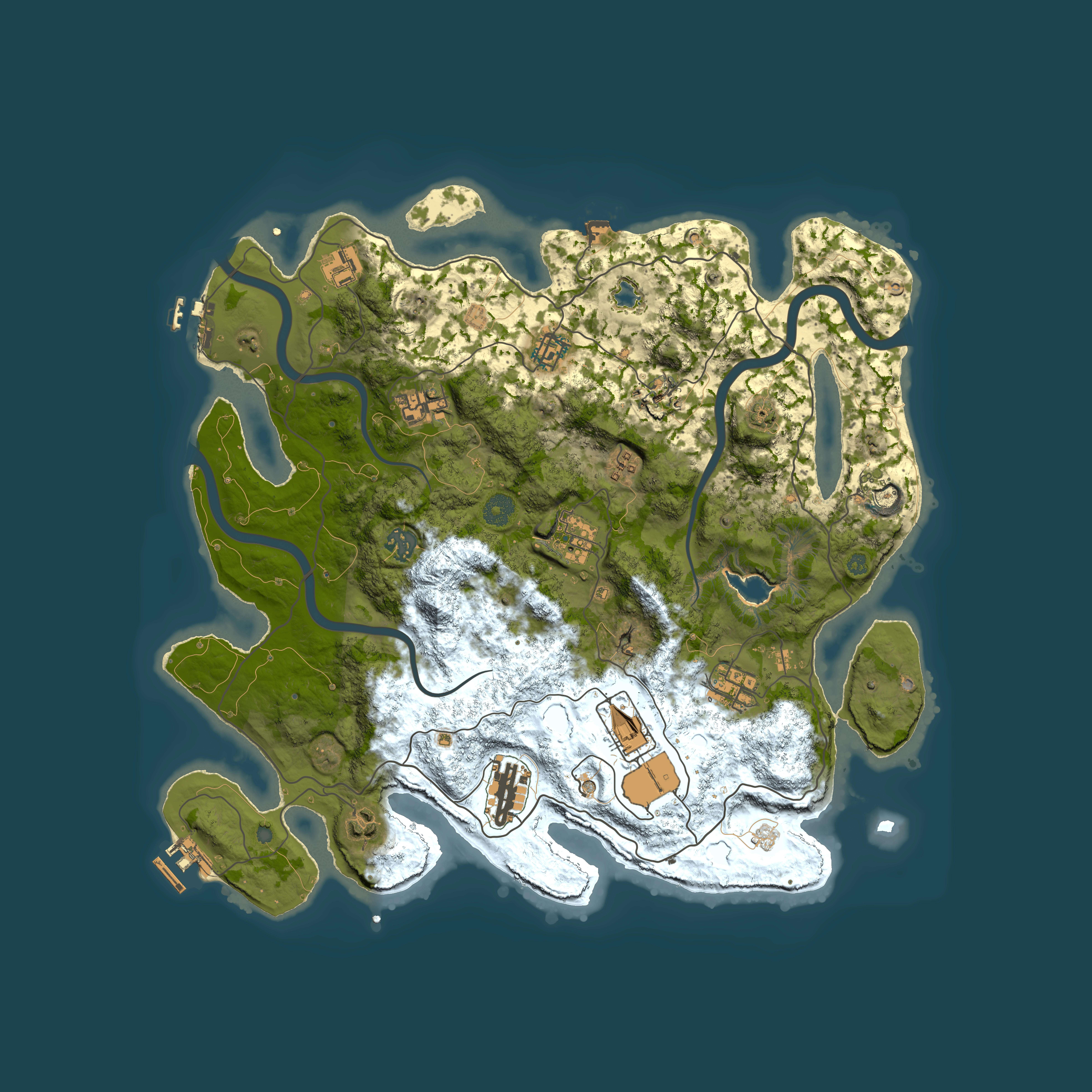 Full top-down render of Rust map seed 243143306, 4000x4000m