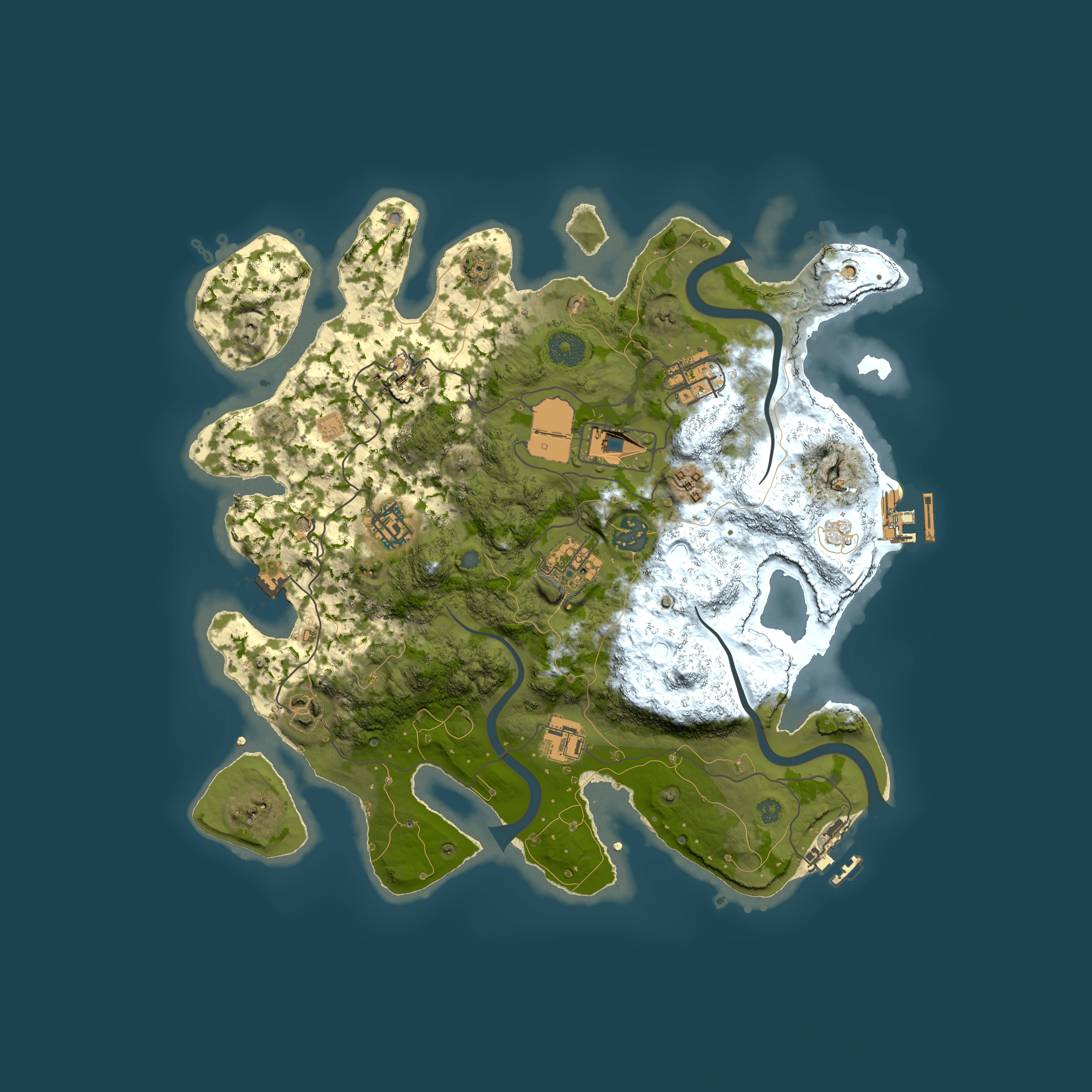 Full top-down render of Rust map seed 835874821, 3500x3500m