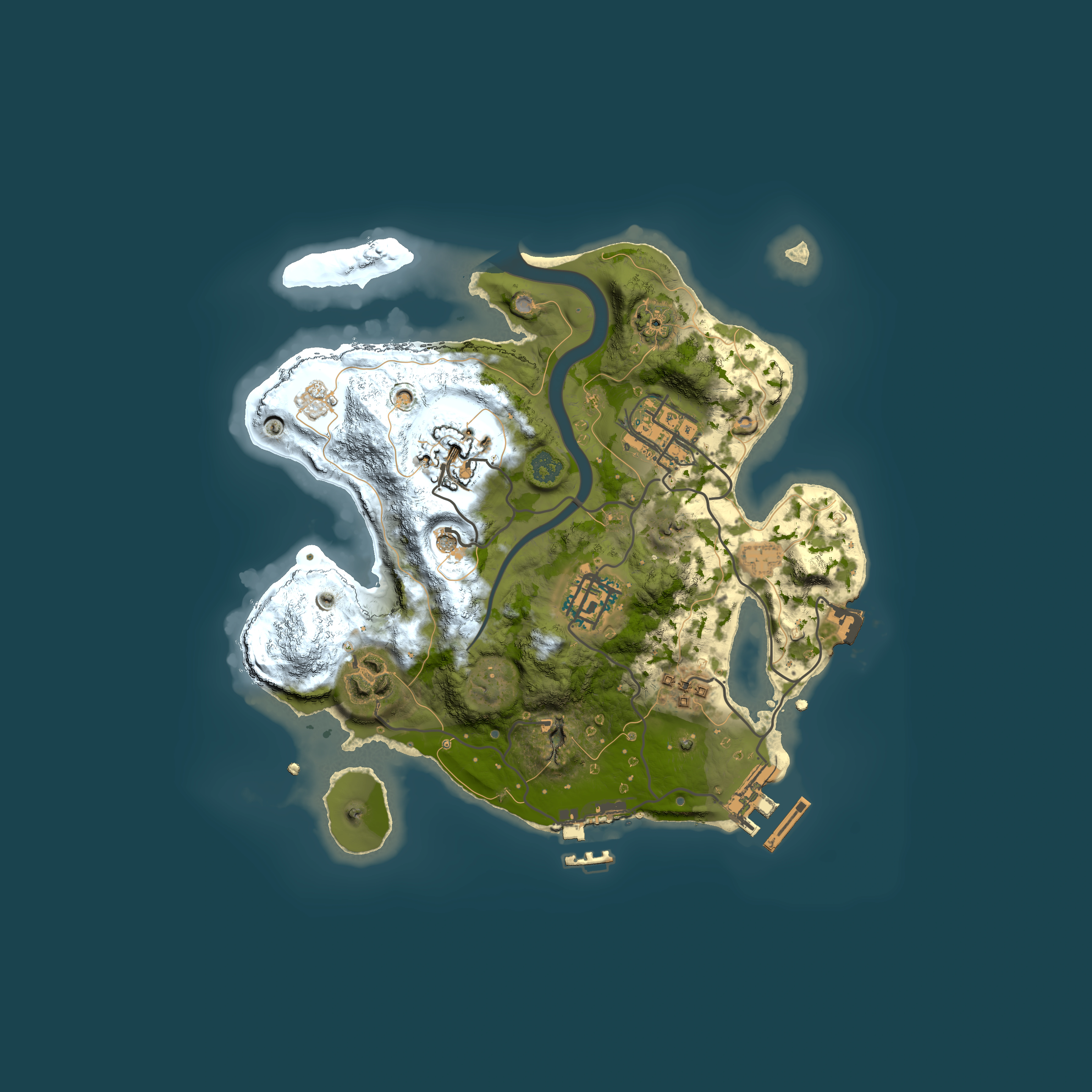 Full top-down render of Rust map seed 137720625, 2500x2500m