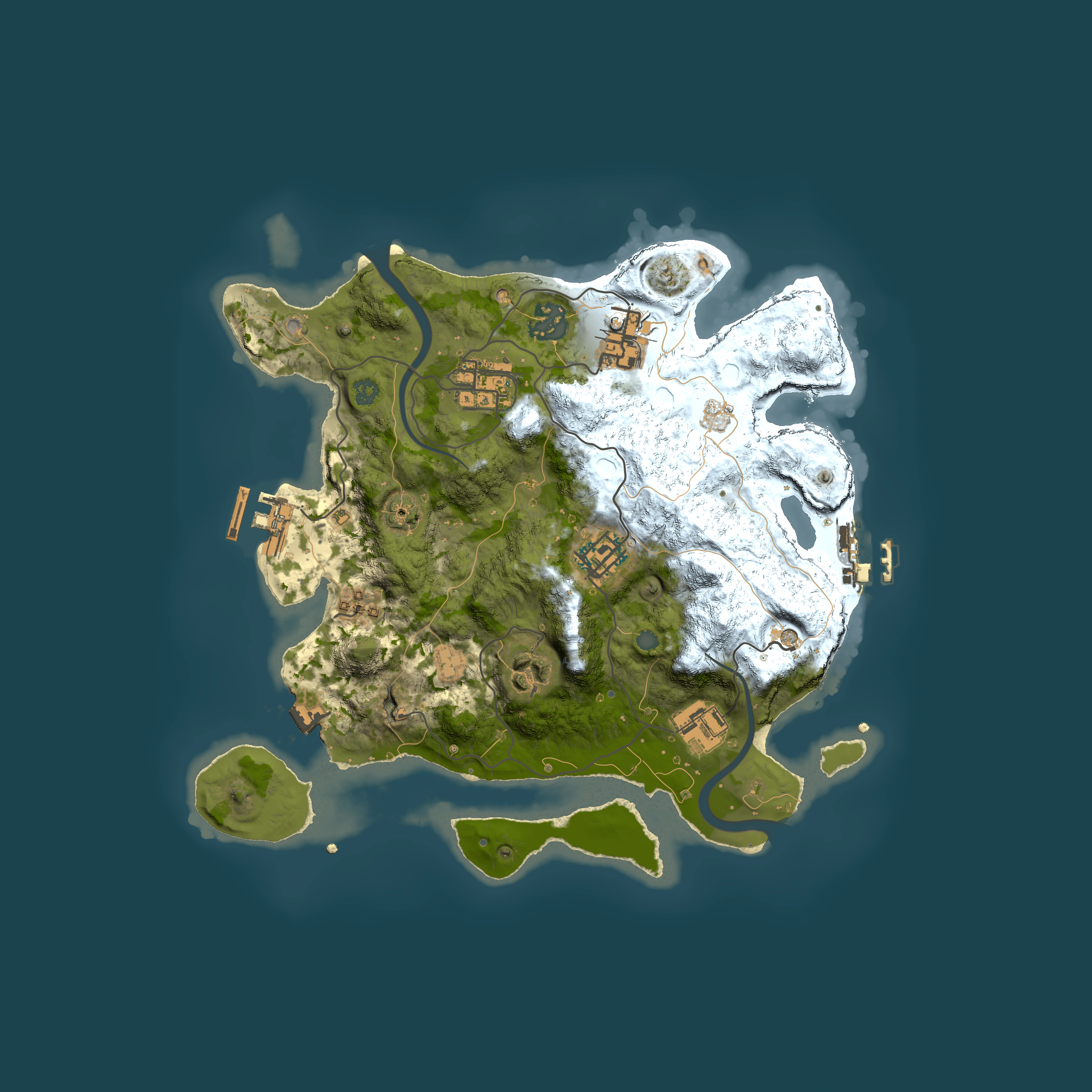Full top-down render of Rust map seed 1208315876, 3000x3000m