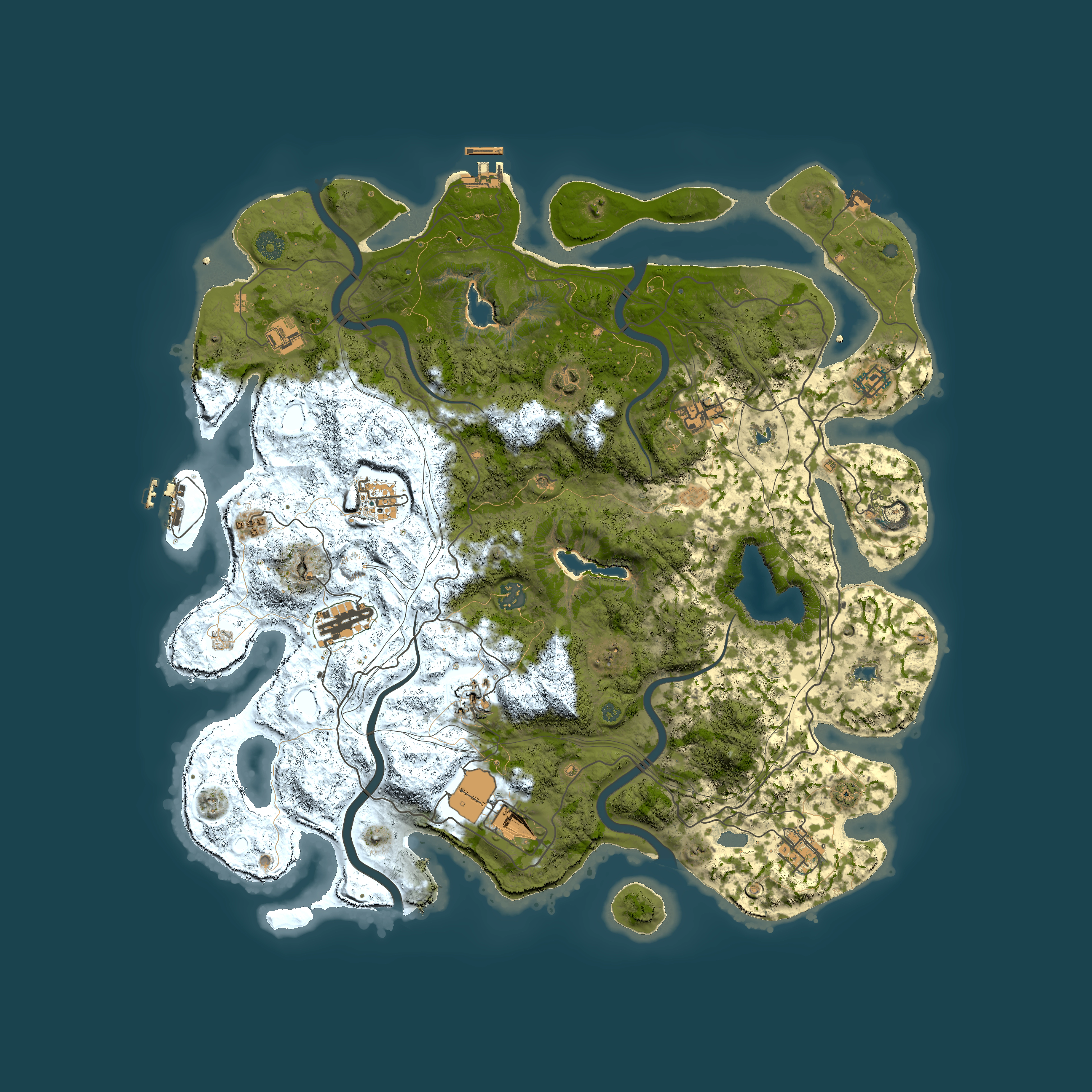 Full top-down render of Rust map seed 221797868, 4500x4500m