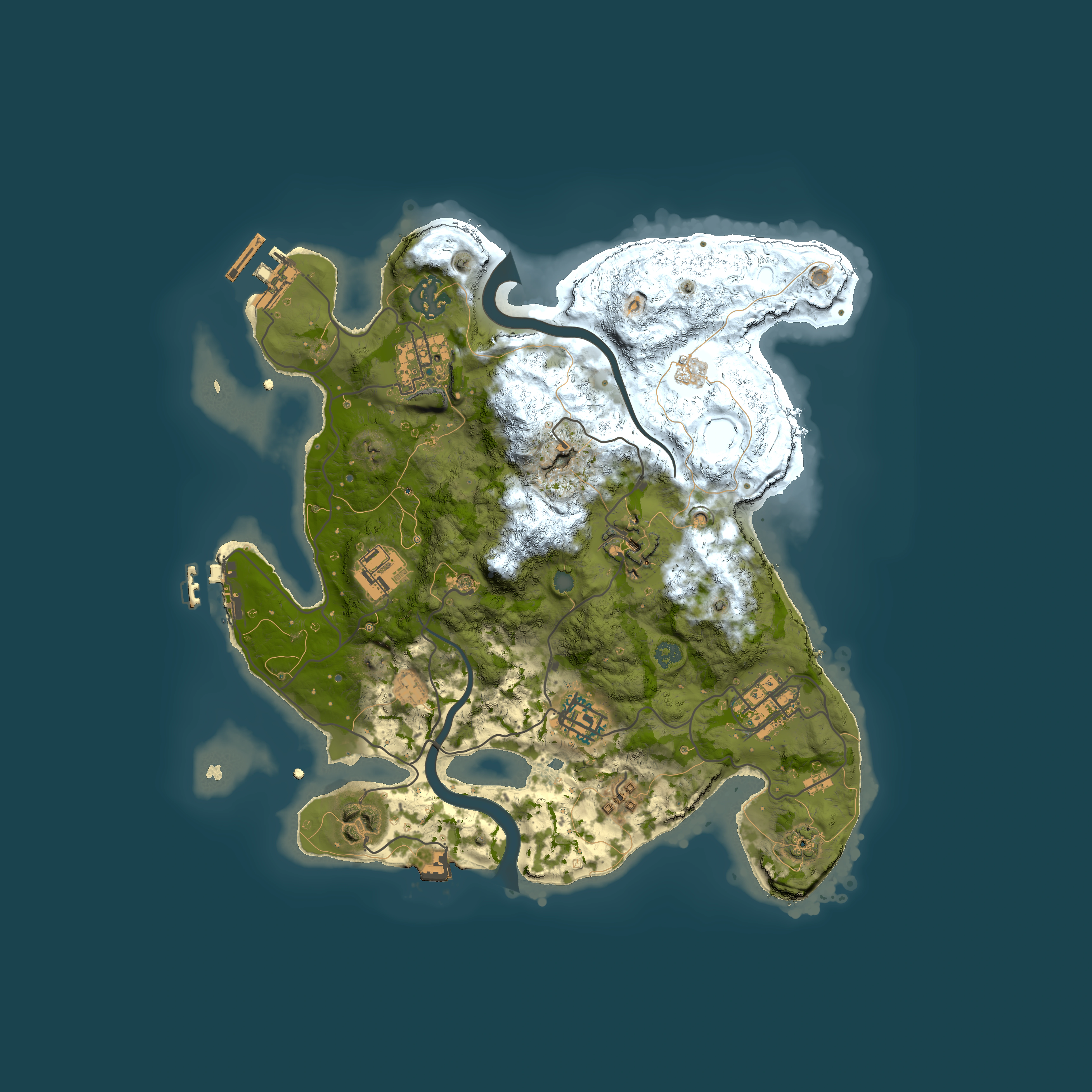 Full top-down render of Rust map seed 1979491888, 3000x3000m