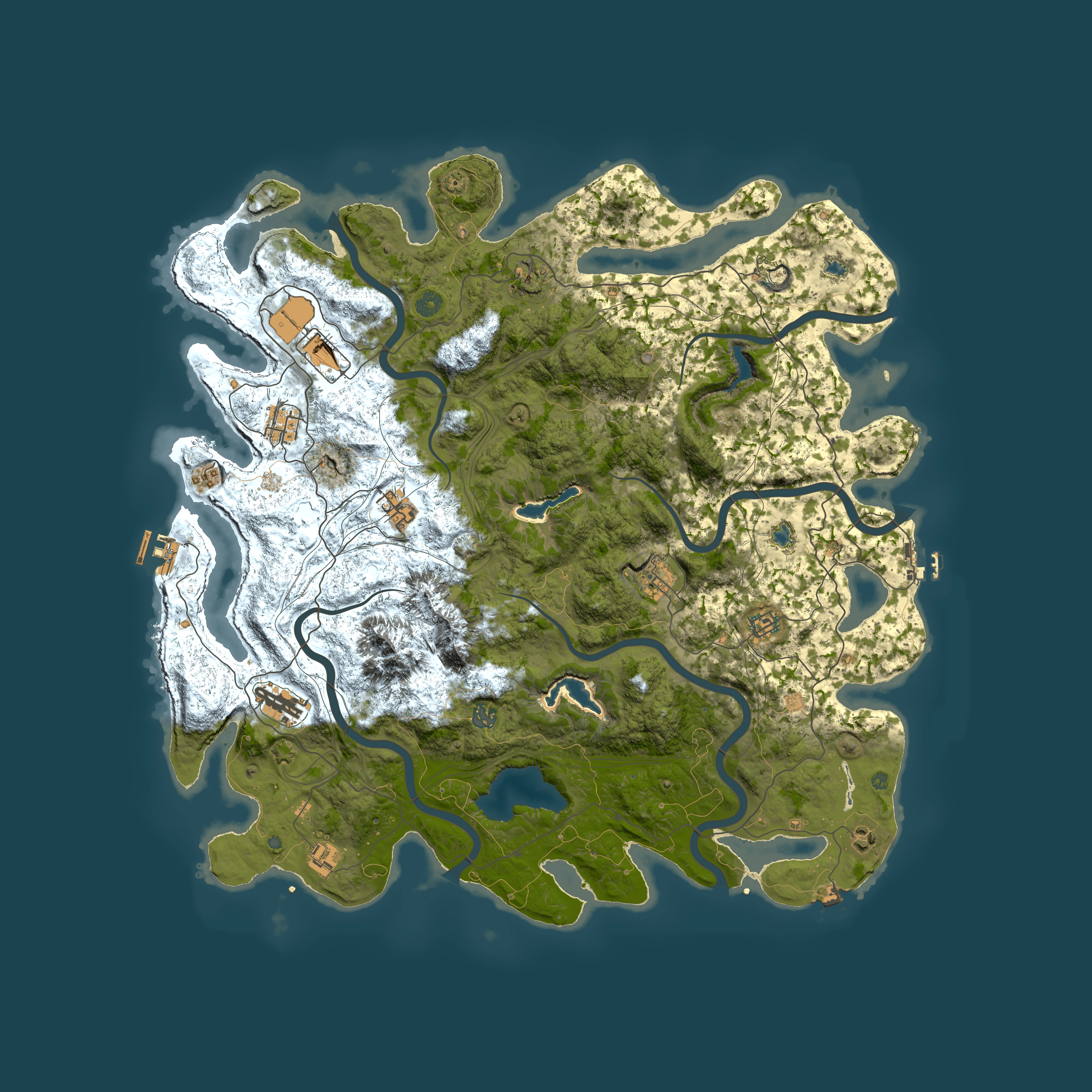 Full top-down render of Rust map seed 1565423258, 5000x5000m
