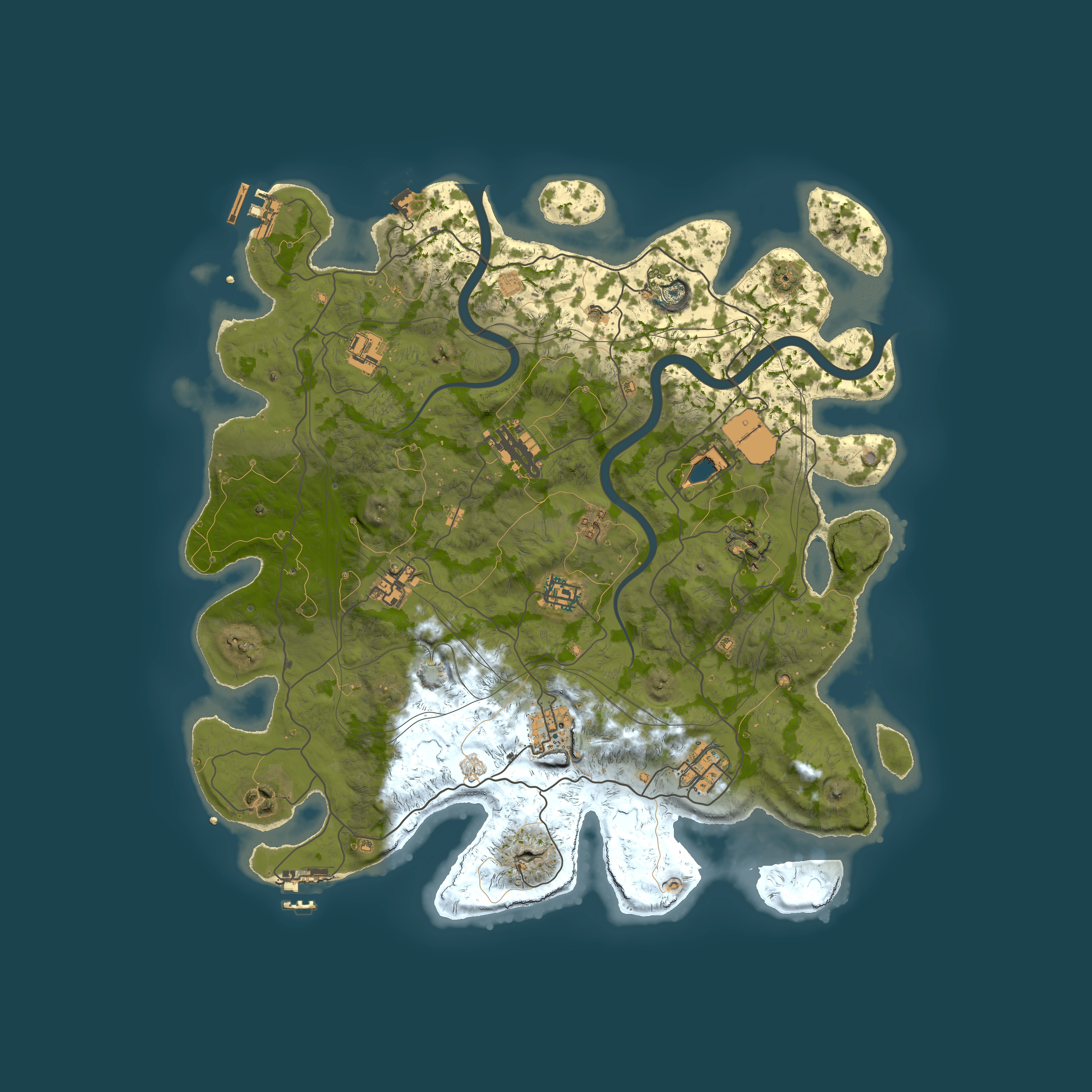 Full top-down render of Rust map seed 1337, 4000x4000m