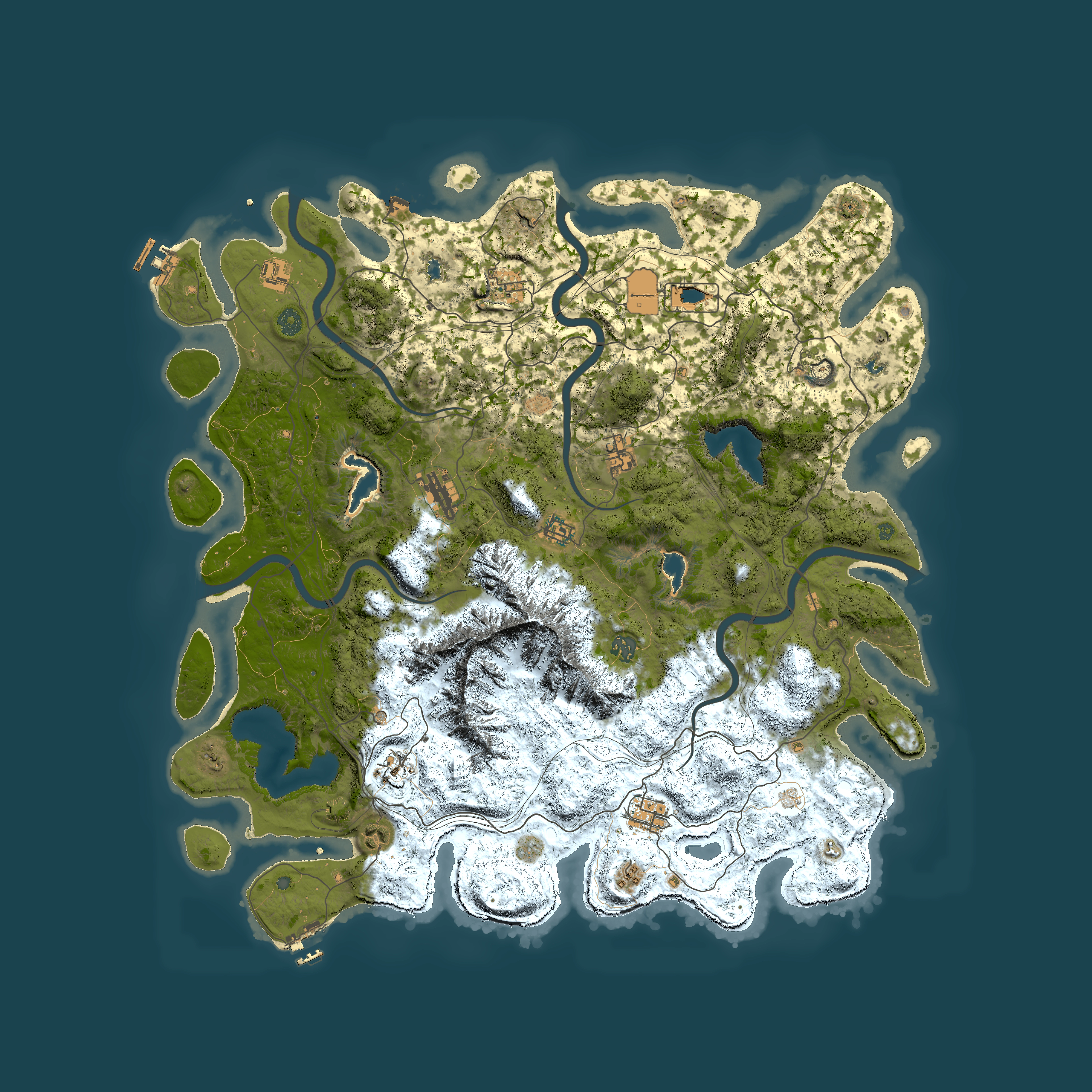 Full top-down render of Rust map seed 1199534197, 5000x5000m