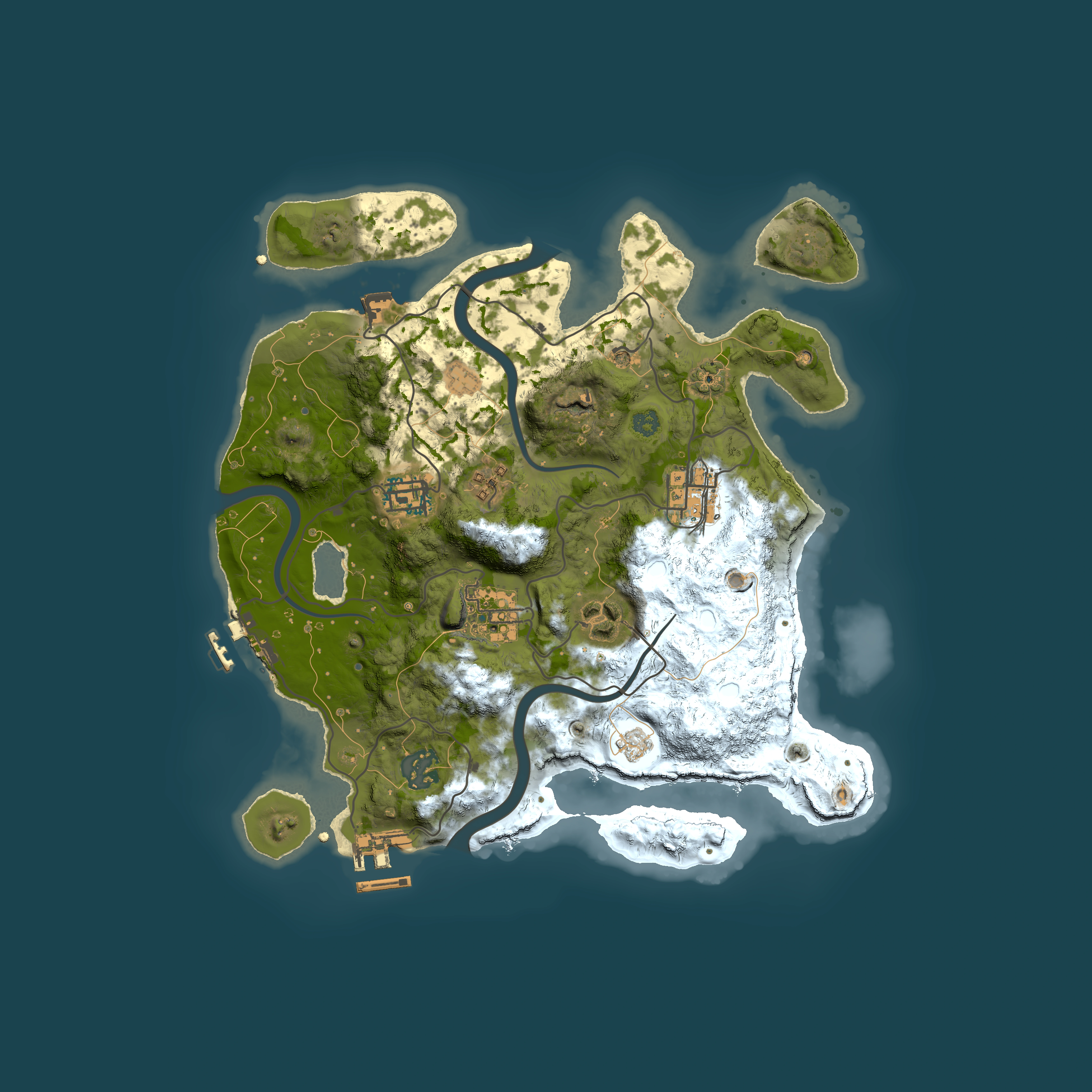 Full top-down render of Rust map seed 1216421626, 3000x3000m