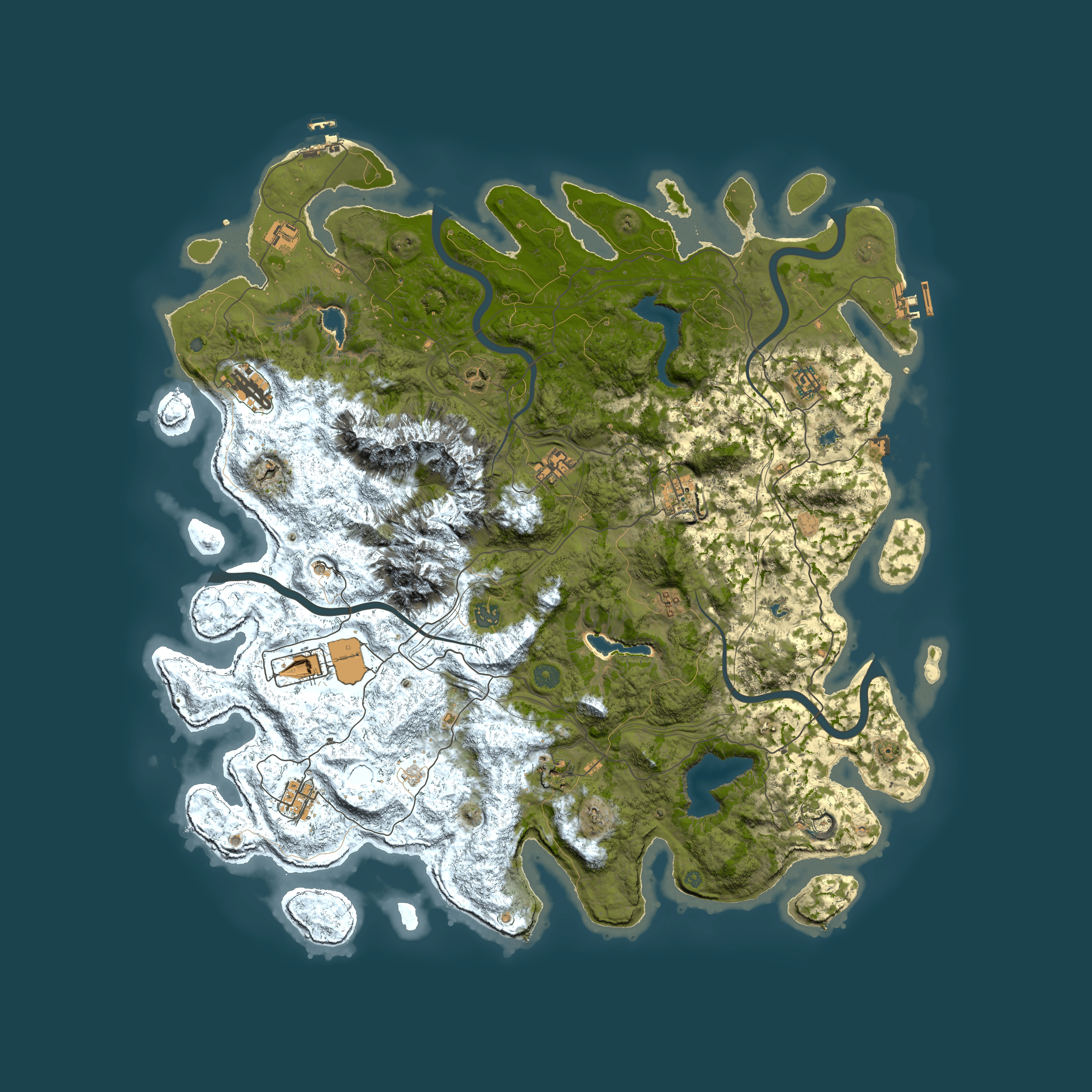 Full top-down render of Rust map seed 590072406, 5000x5000m