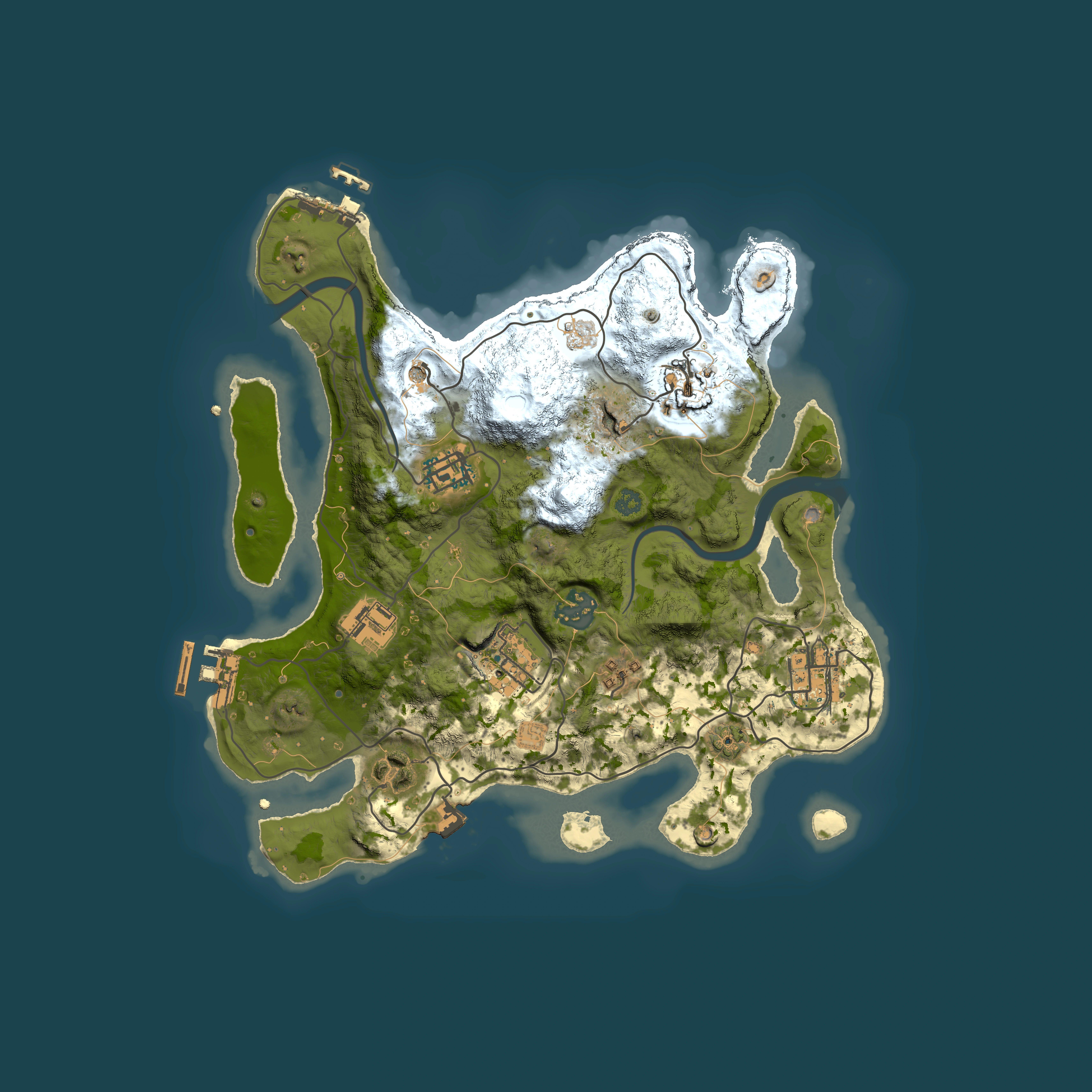 Full top-down render of Rust map seed 504219866, 3000x3000m