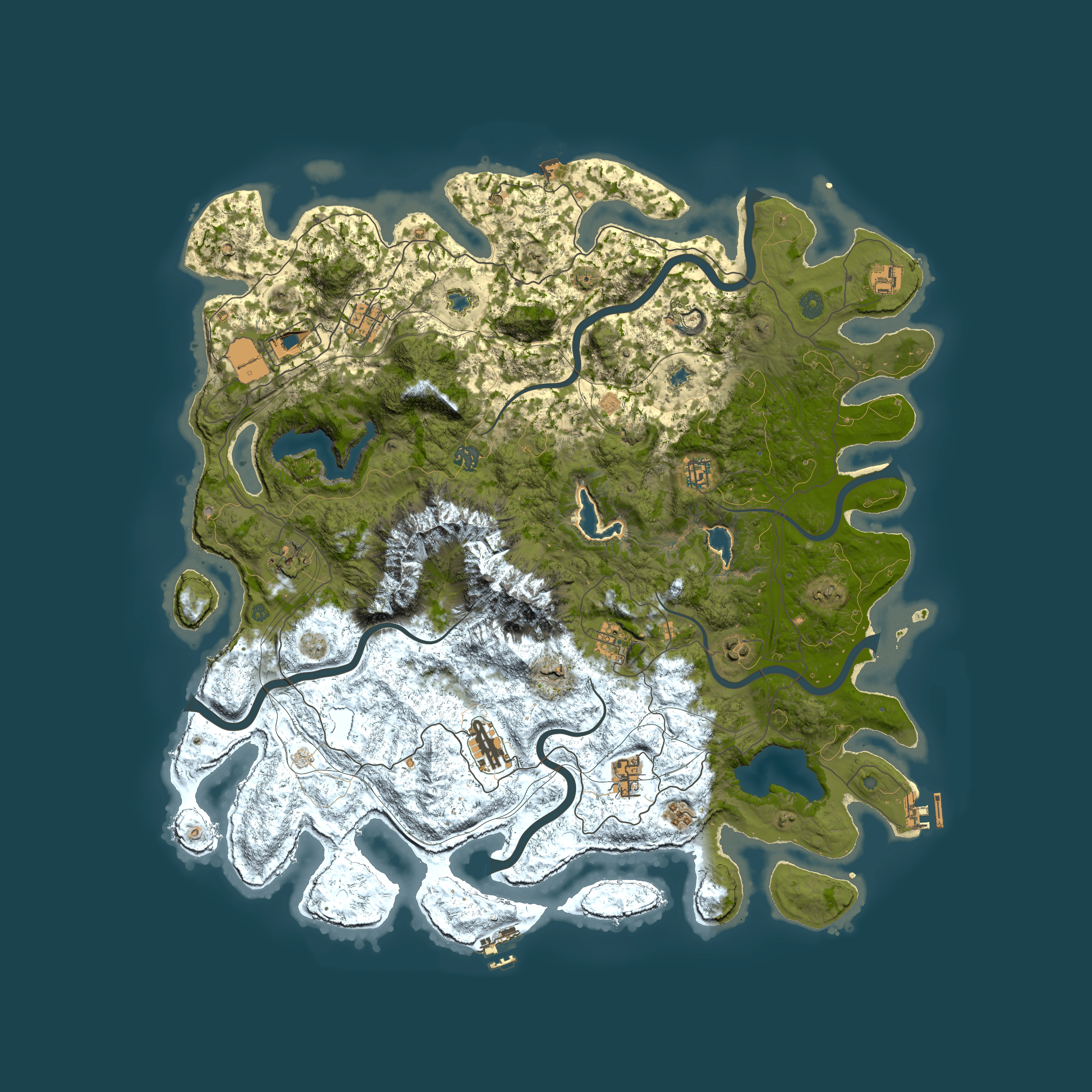 Full top-down render of Rust map seed 1671994115, 5000x5000m
