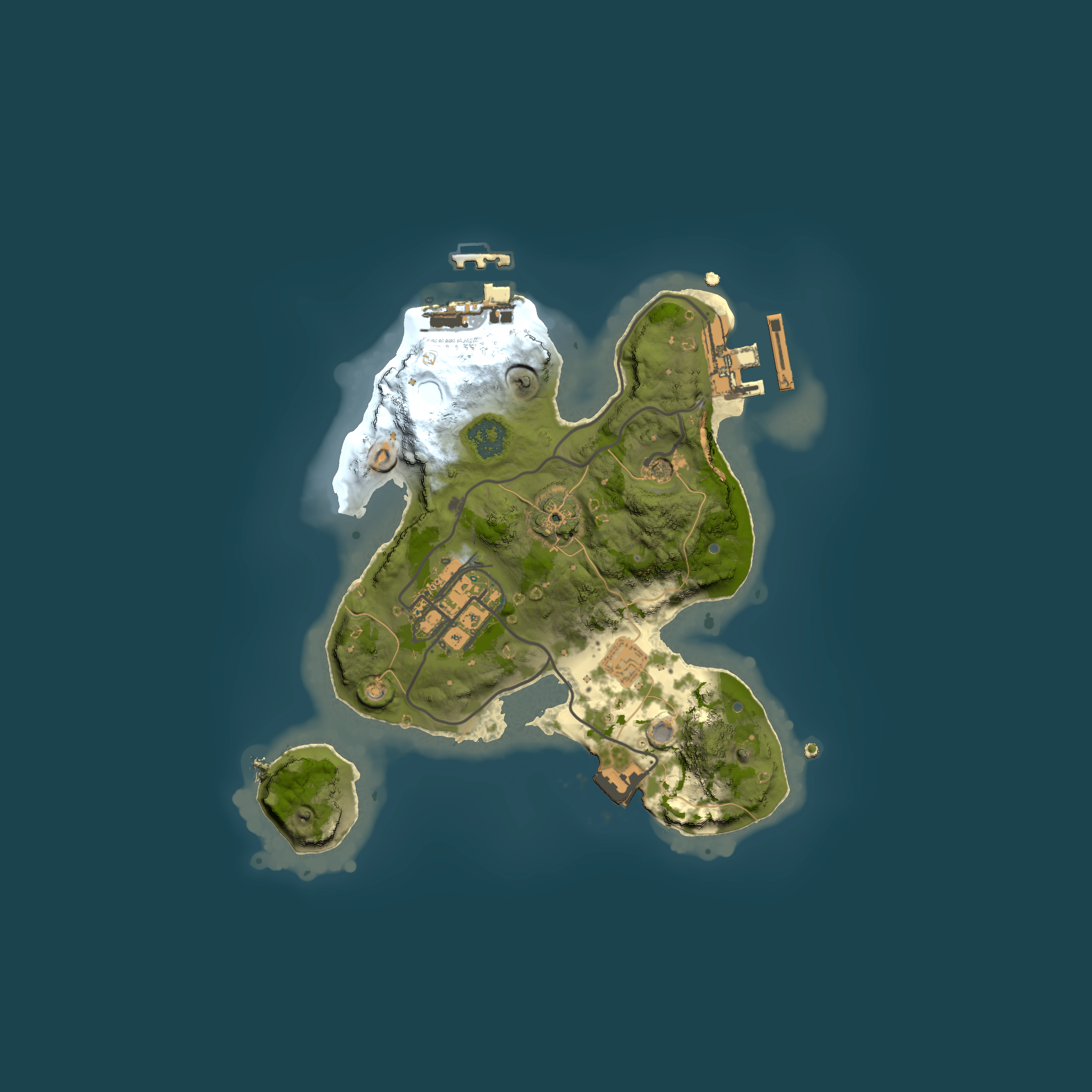 Full top-down render of Rust map seed 1066464884, 2000x2000m