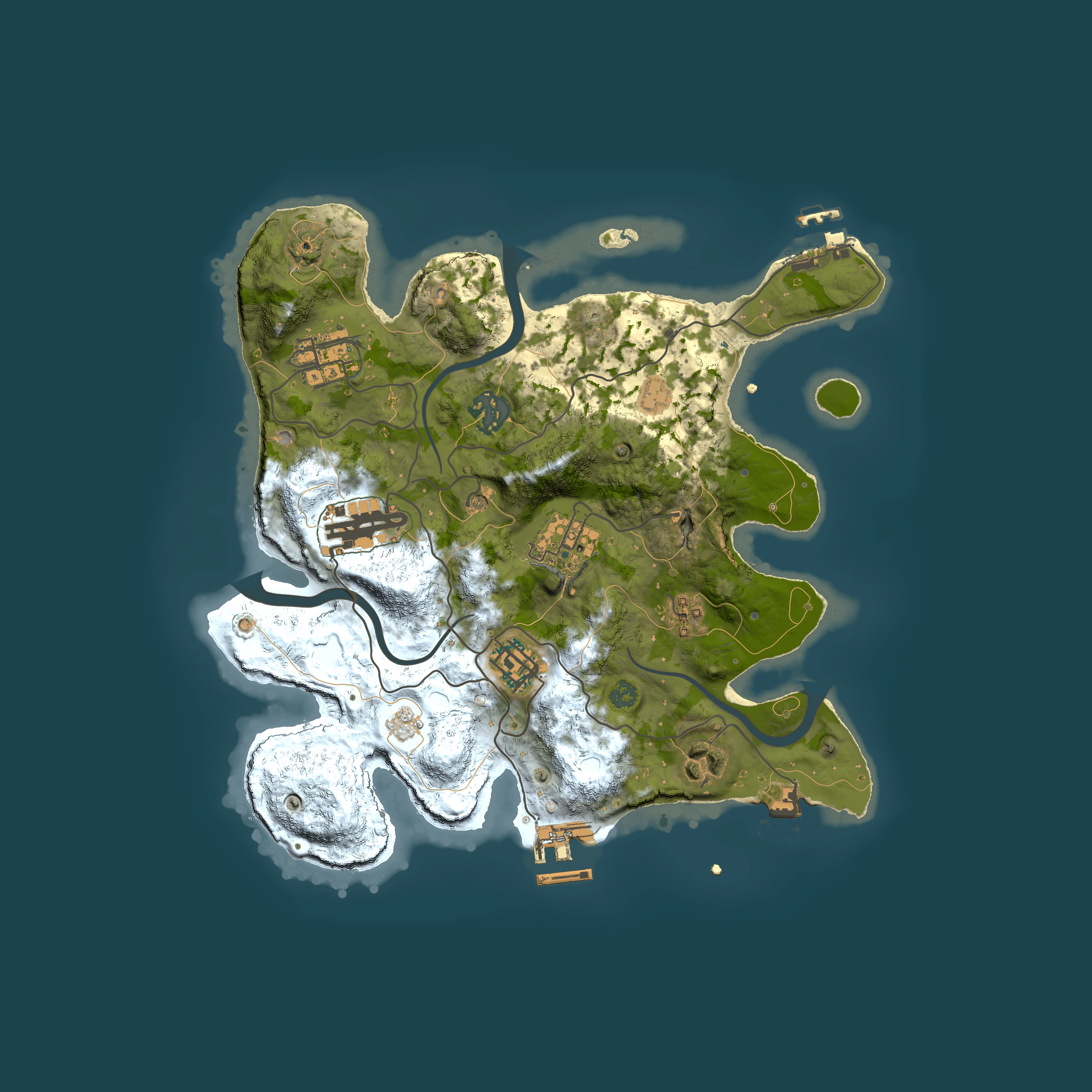 Full top-down render of Rust map seed 1395920092, 3000x3000m