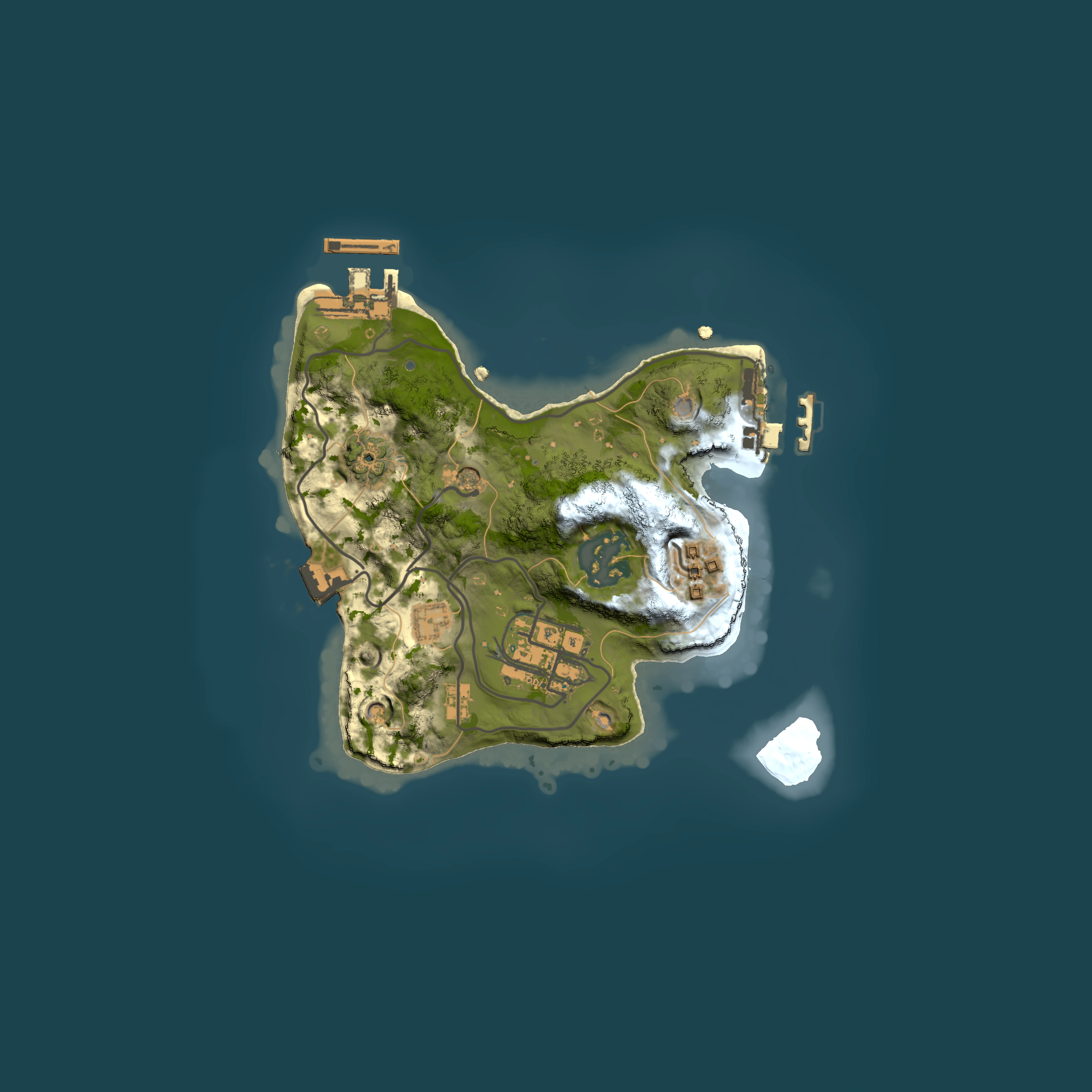 Full top-down render of Rust map seed 1657710895, 2000x2000m
