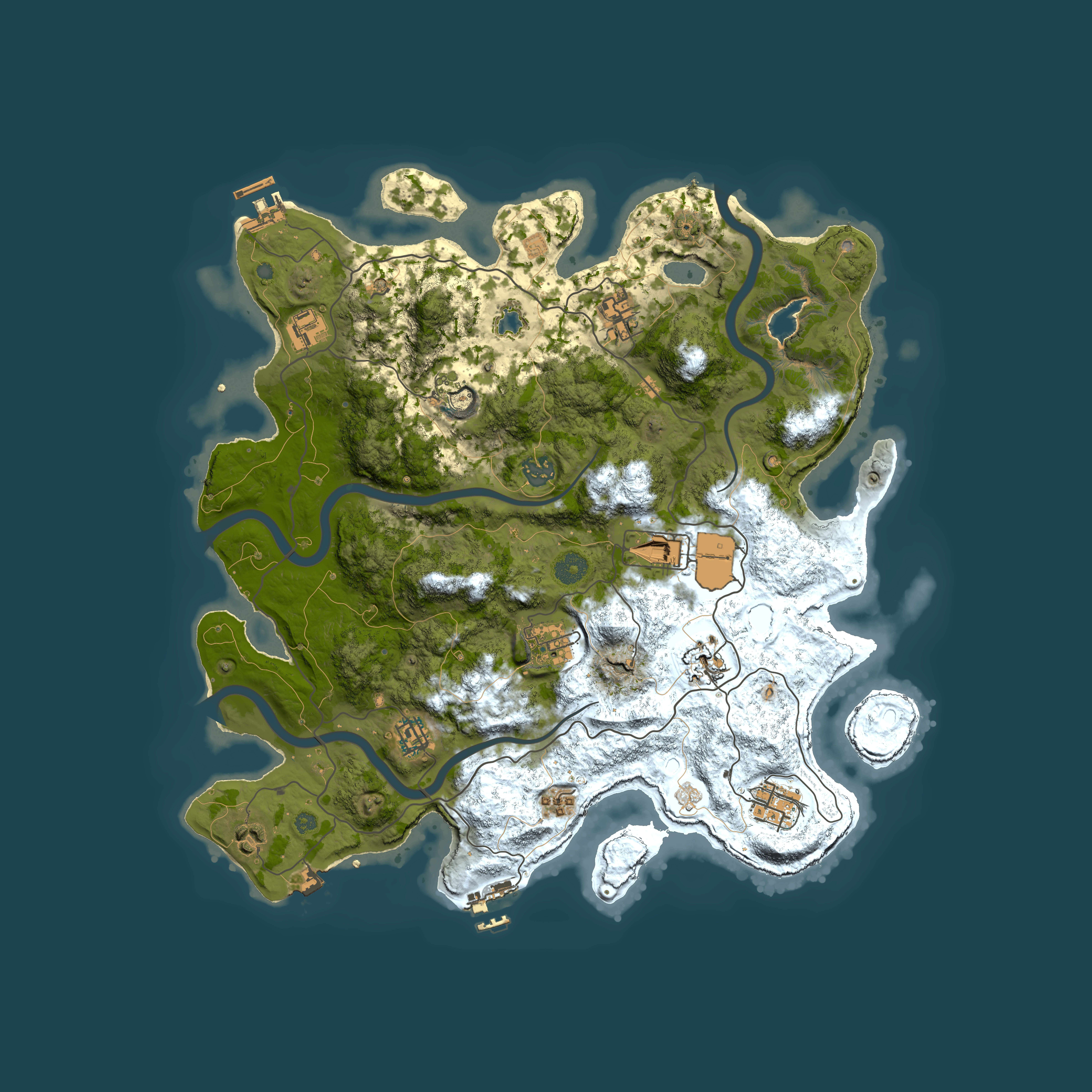 Full top-down render of Rust map seed 2104468072, 4000x4000m