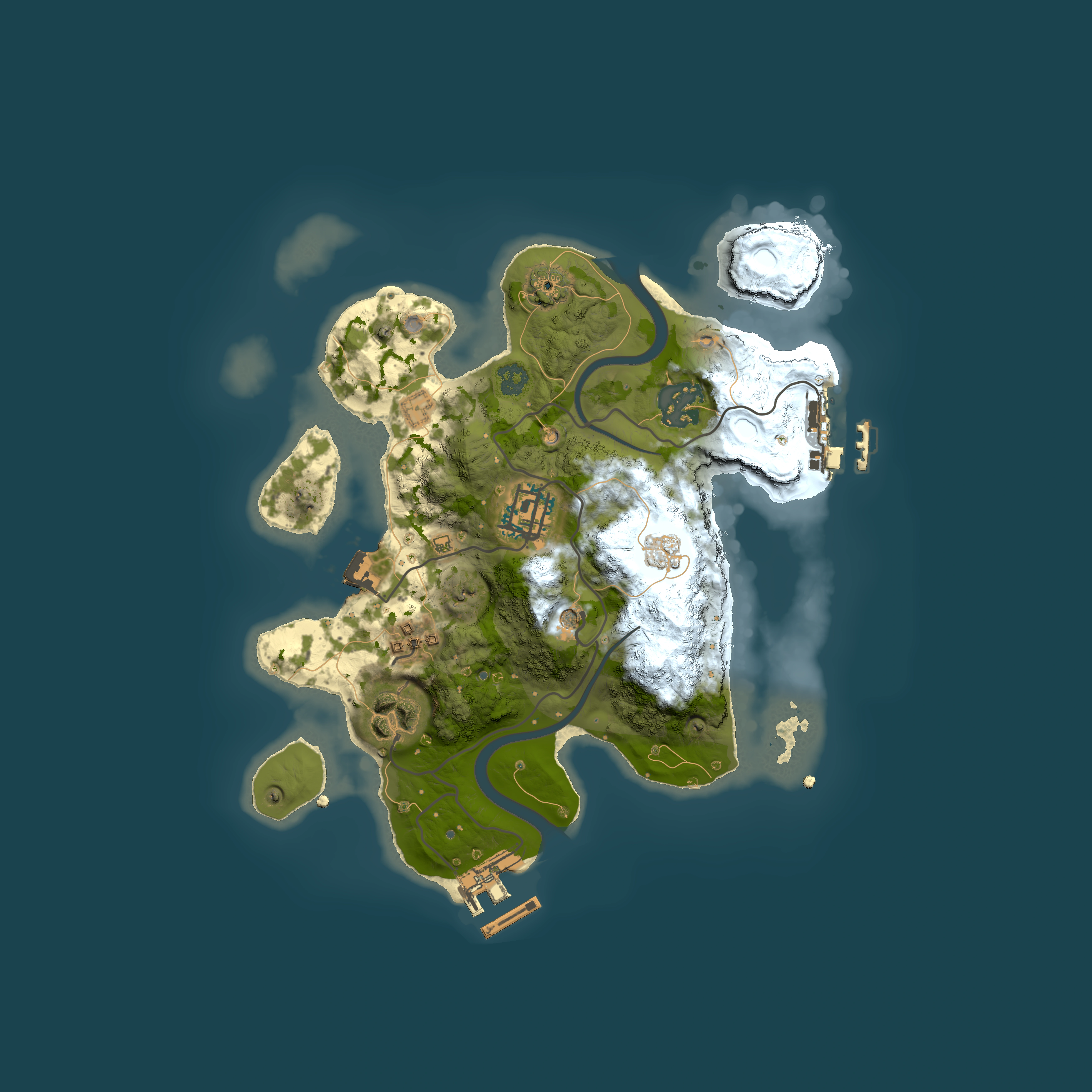 Full top-down render of Rust map seed 735500446, 2500x2500m