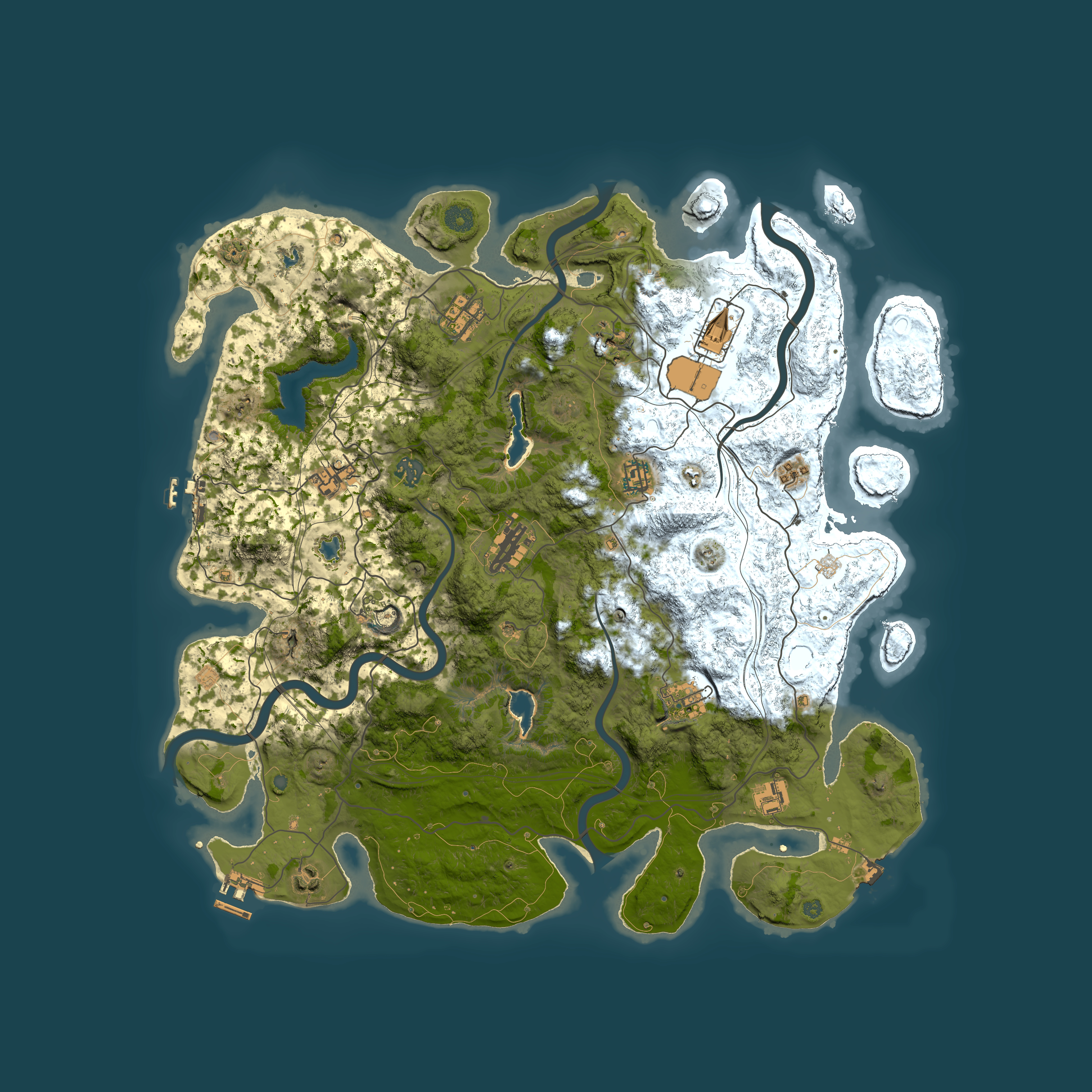 Full top-down render of Rust map seed 1360540074, 4500x4500m