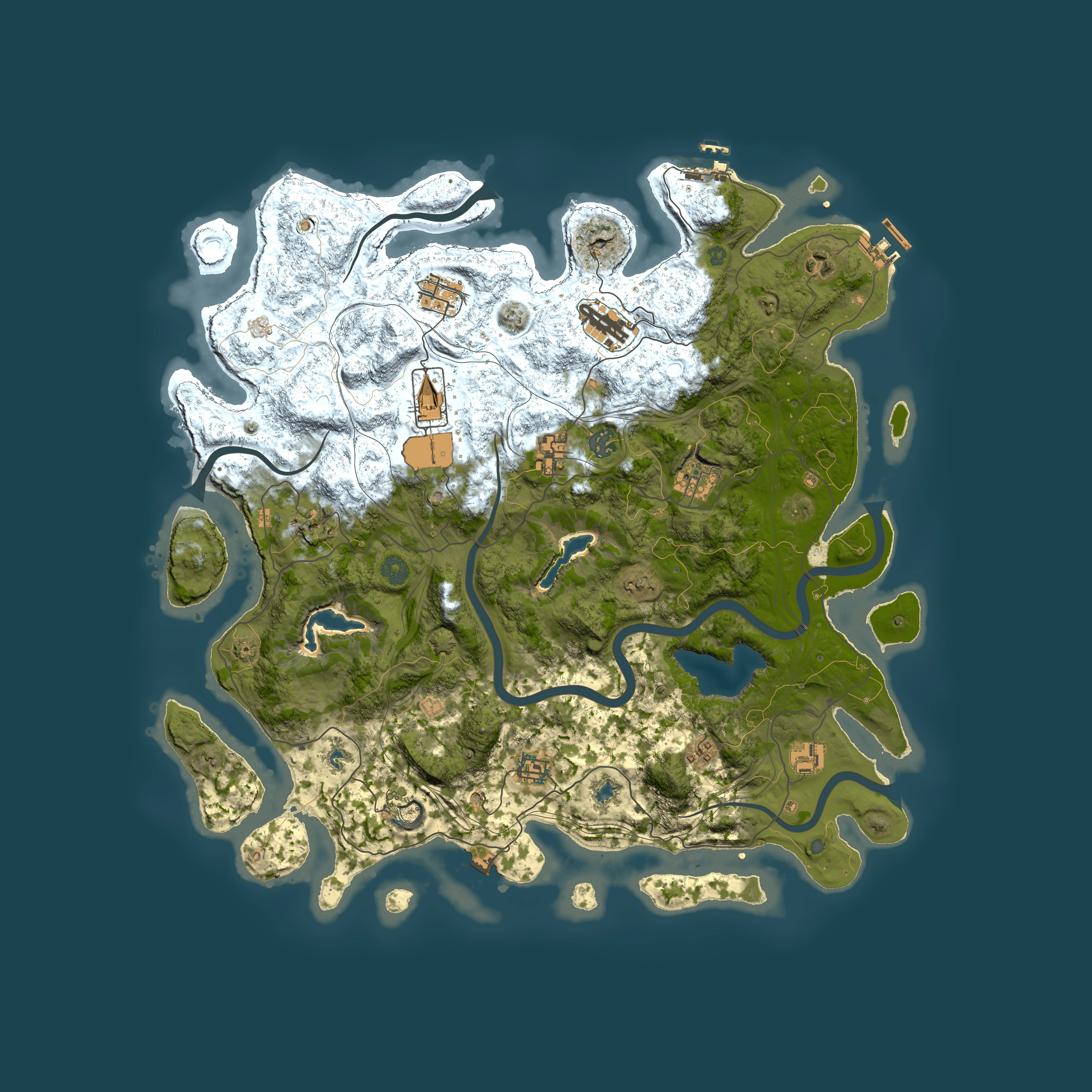 Full top-down render of Rust map seed 255457234, 4500x4500m