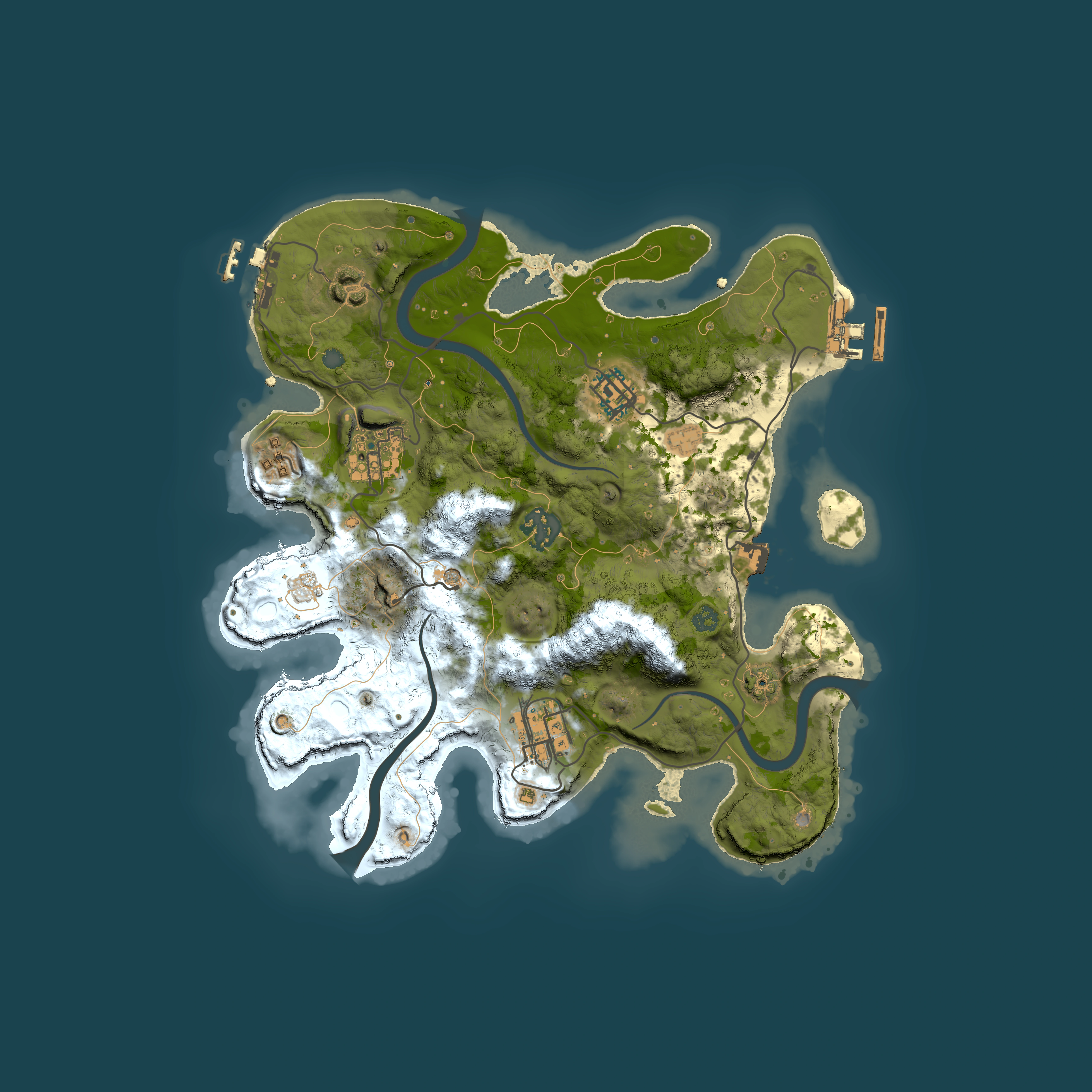 Full top-down render of Rust map seed 2025918705, 3000x3000m