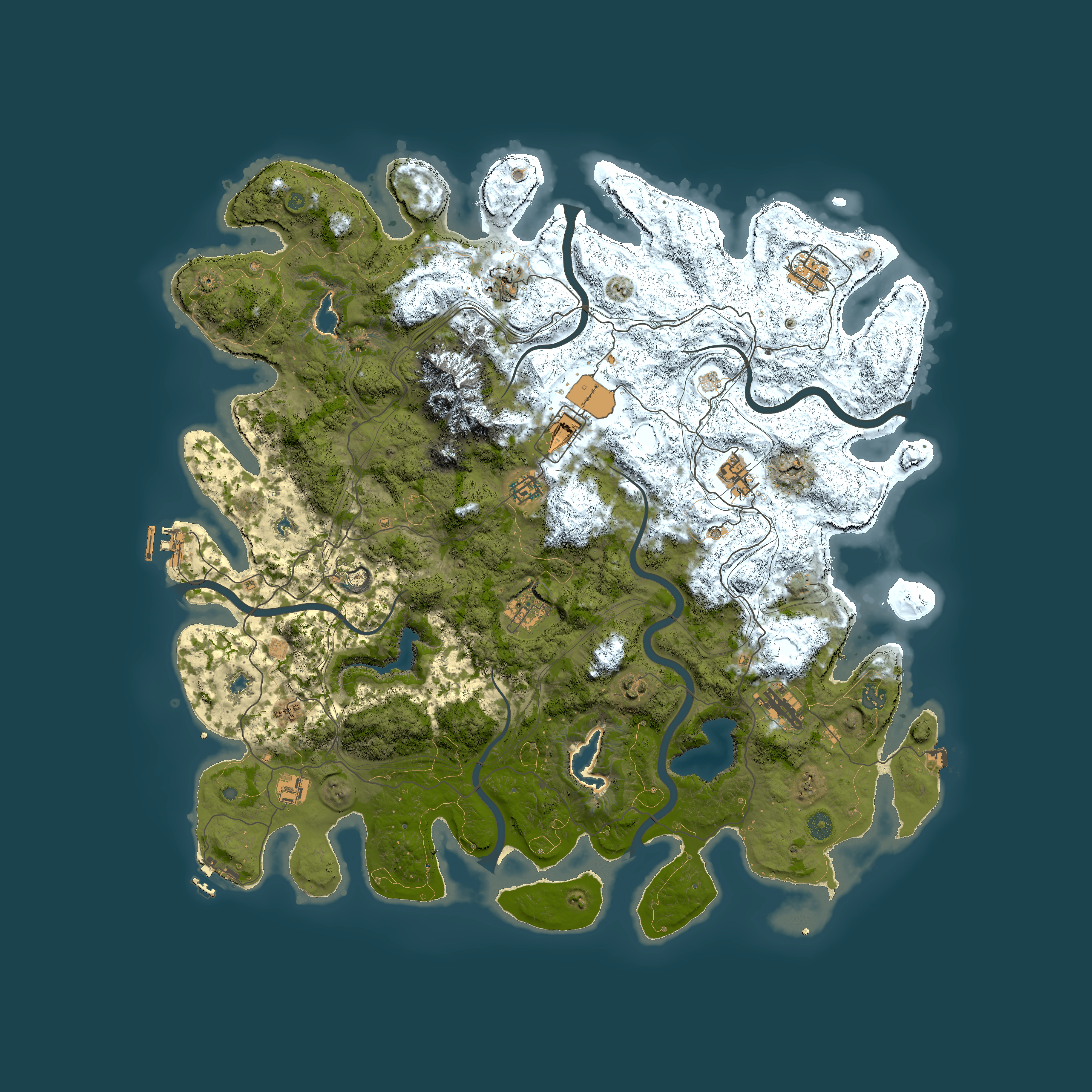Full top-down render of Rust map seed 709389312, 5000x5000m