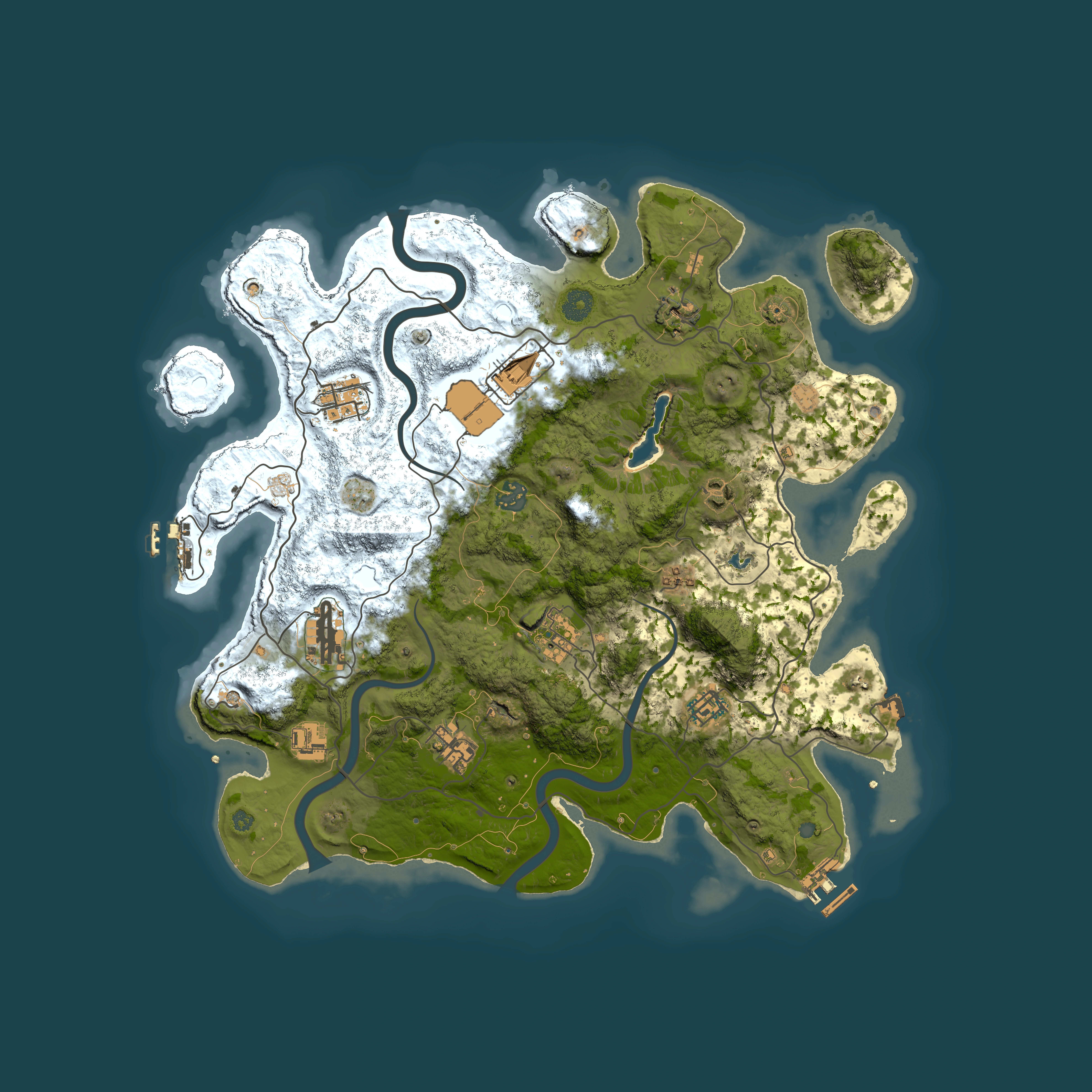 Full top-down render of Rust map seed 685240880, 4000x4000m