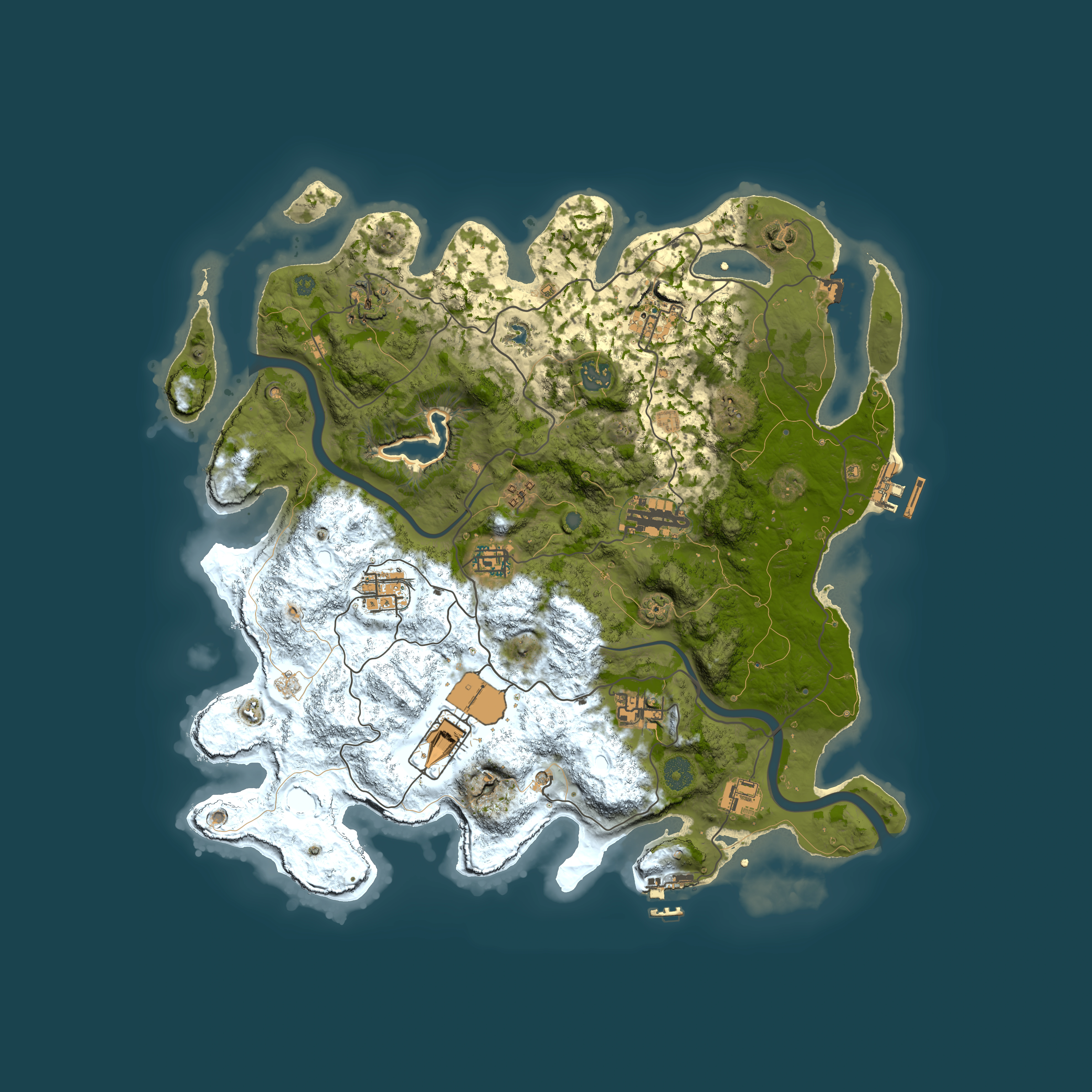 Full top-down render of Rust map seed 1042641925, 4000x4000m